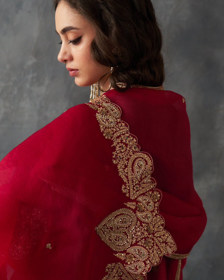 Gulrez Pakistani Kurta Set With Heavy Embroidered Bottom & Dupatta