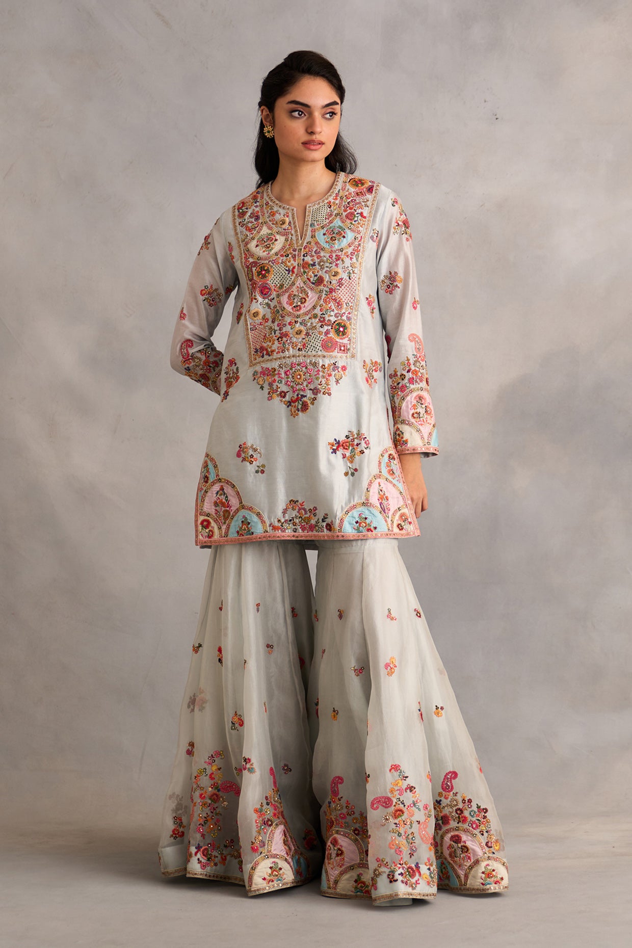Short Kurti With Sharara And Dupatta