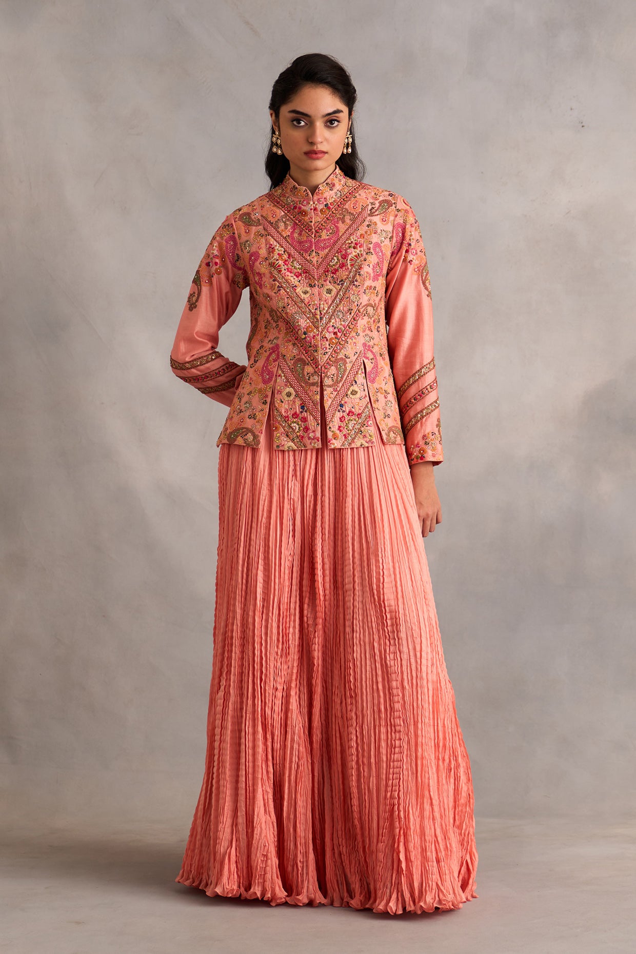 Short Jacket With Crushed Skirt