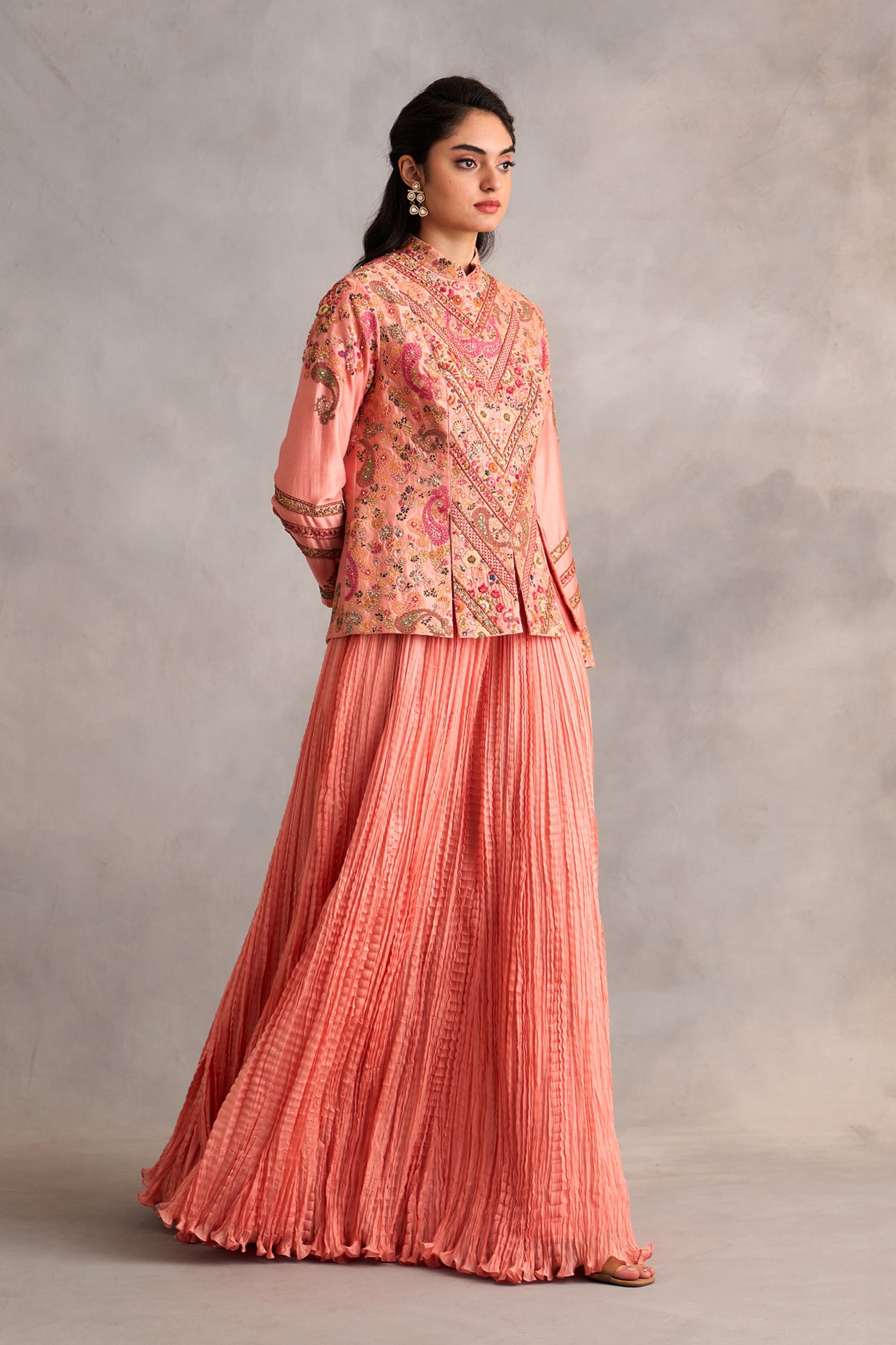 Short Jacket With Crushed Skirt