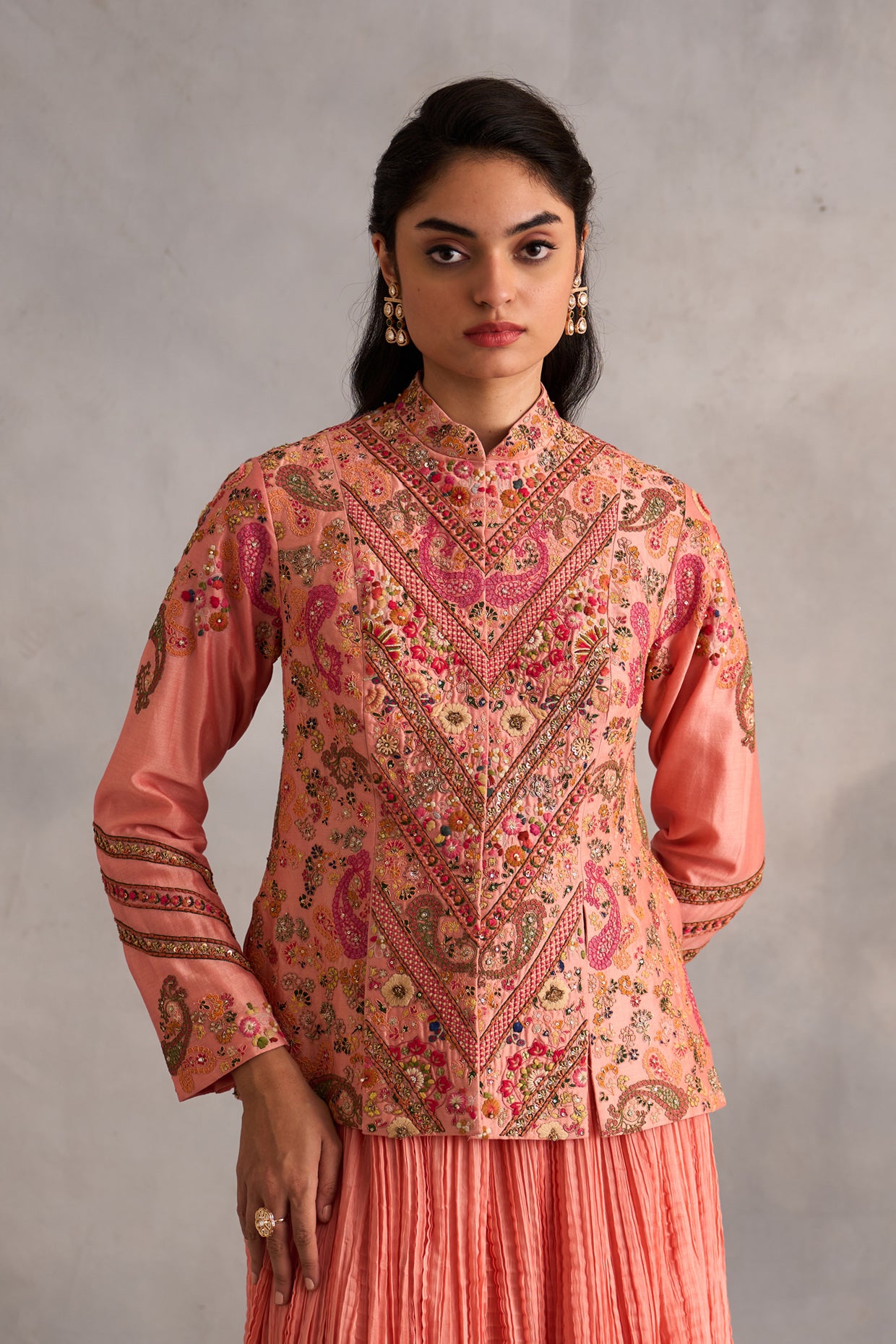 Short Jacket With Crushed Skirt