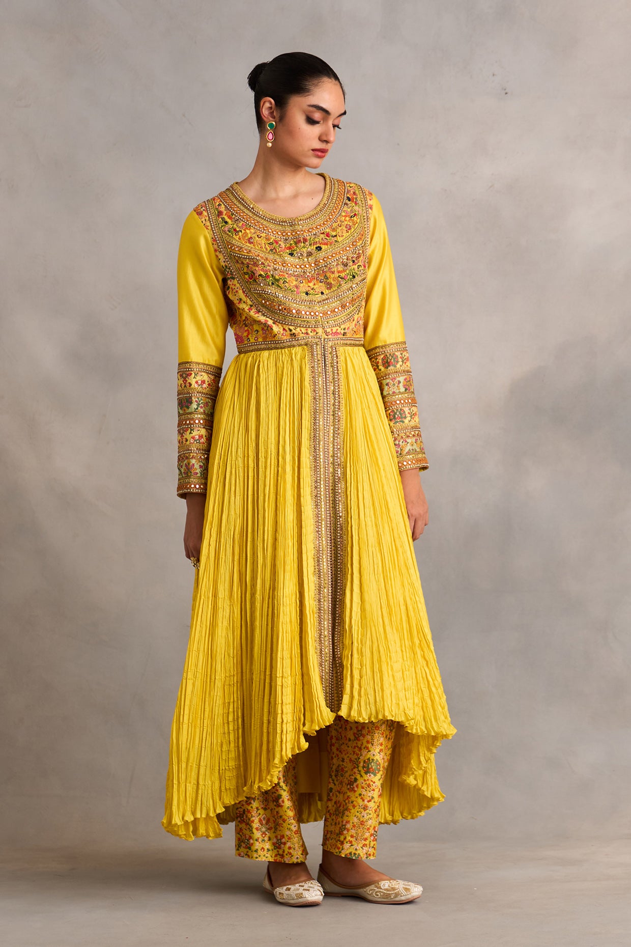 Crushed Asymmetrical Kalidar With Printed Pants