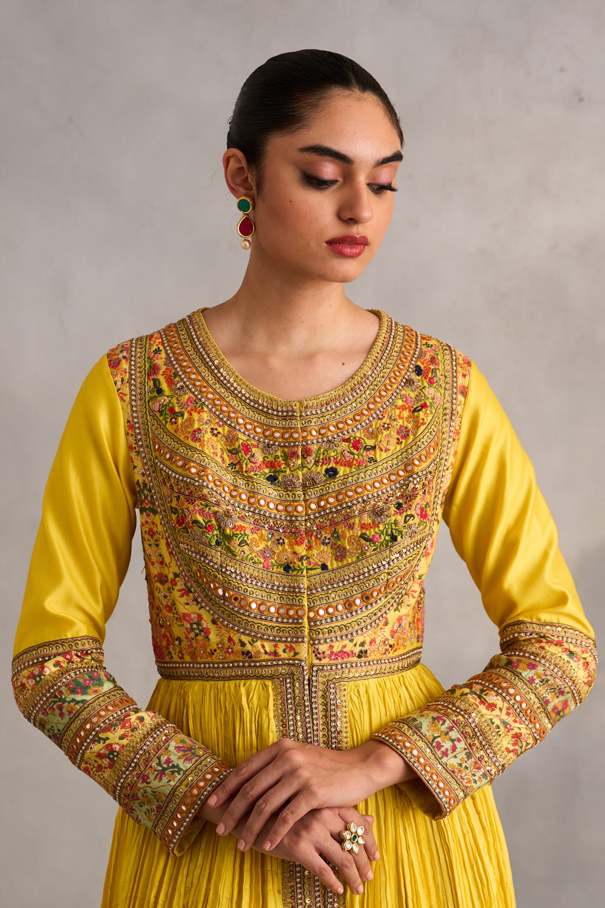 Crushed Asymmetrical Kalidar With Printed Pants