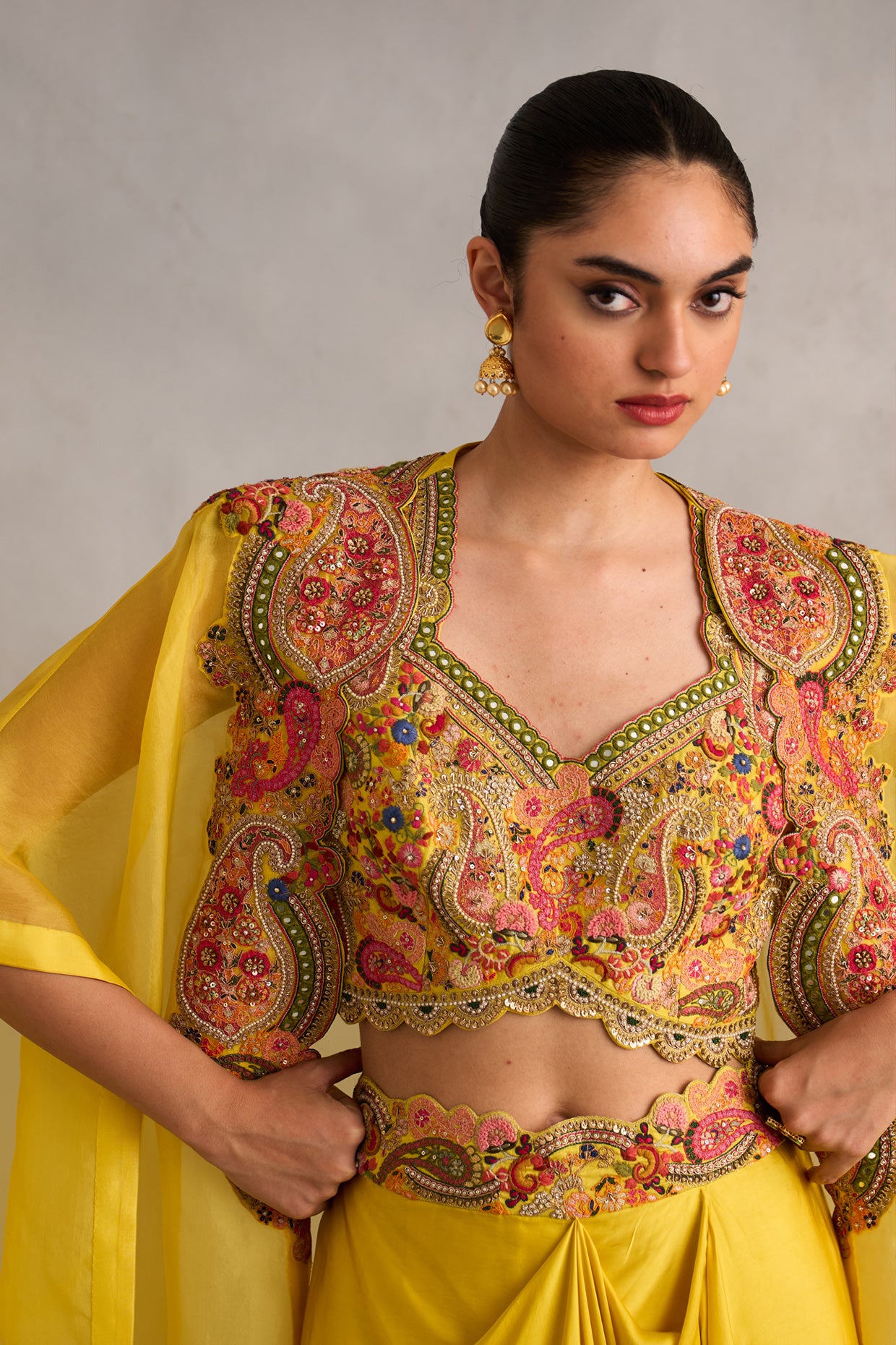 Cape With Bustier And Draped Skirt