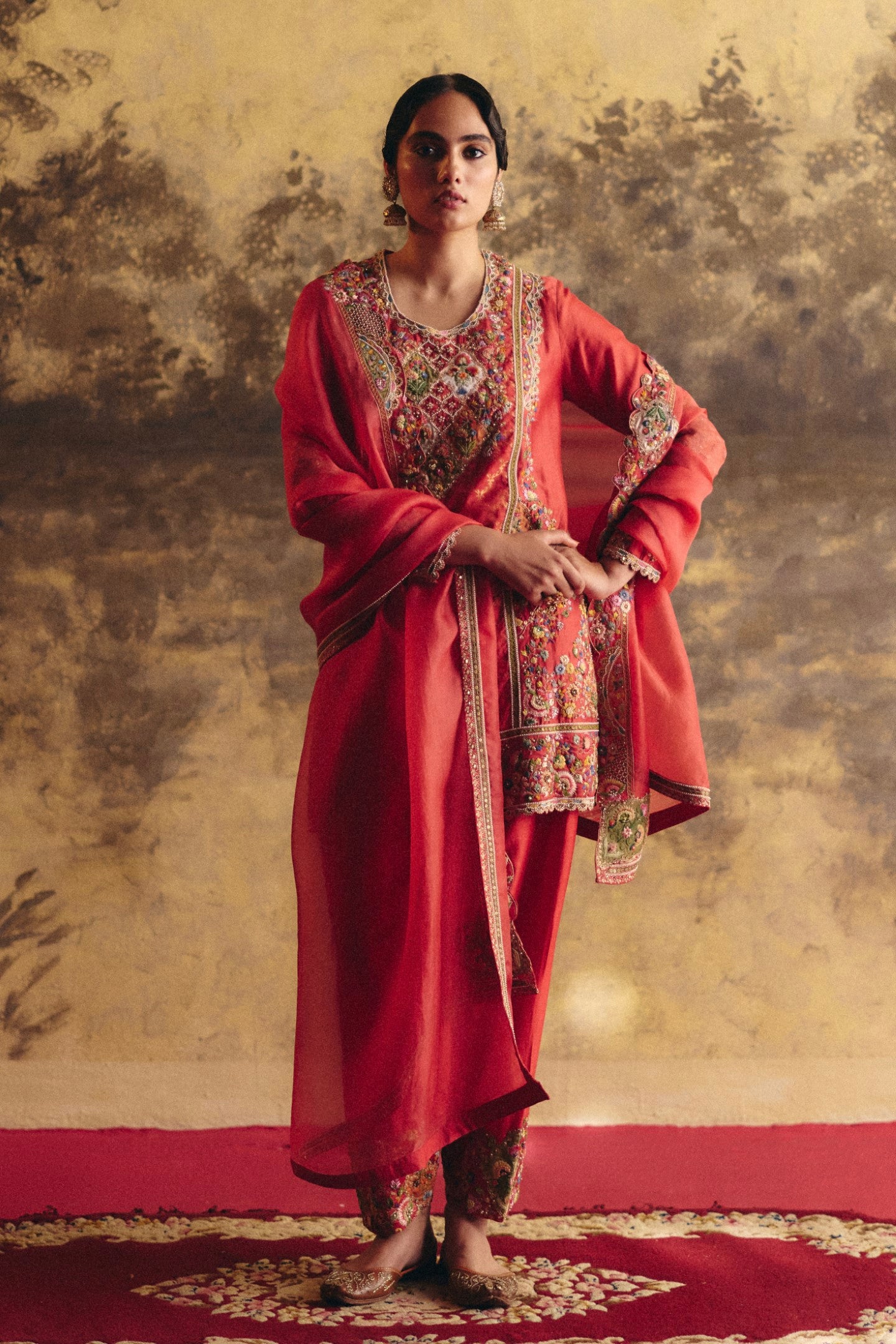 Short firan kurta with  salwar and dupatta