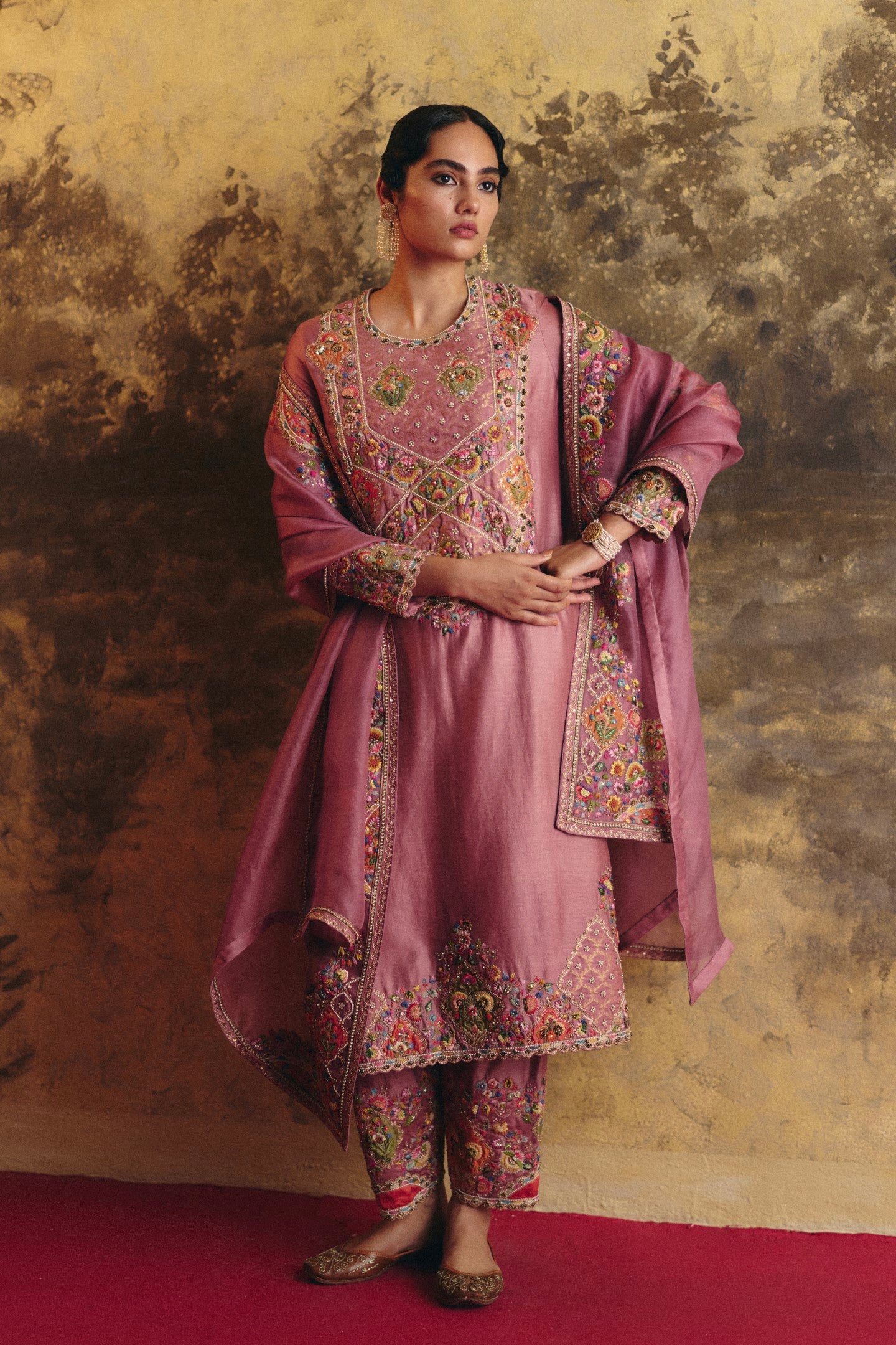 Straight kurta with pants and dupatta