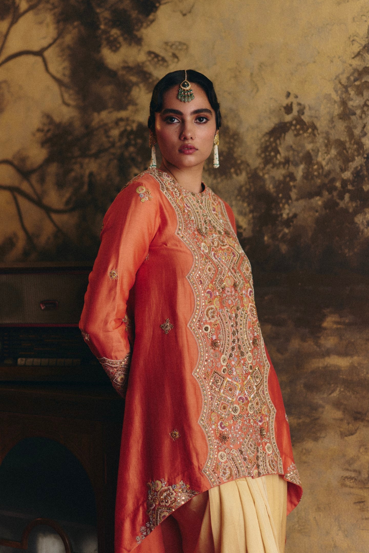 High low jacket with dhoti