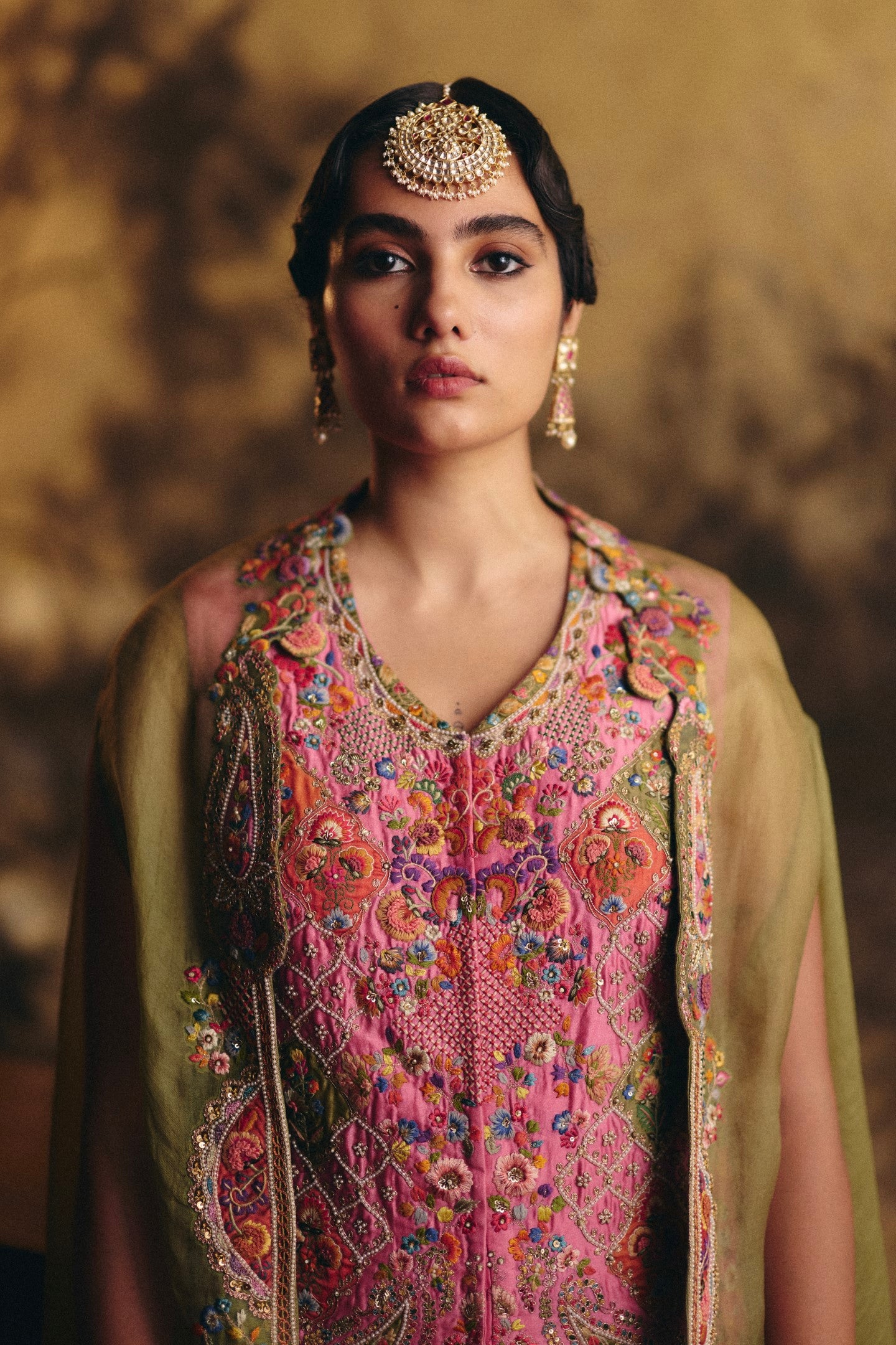 Short jacket with dhoti and cape