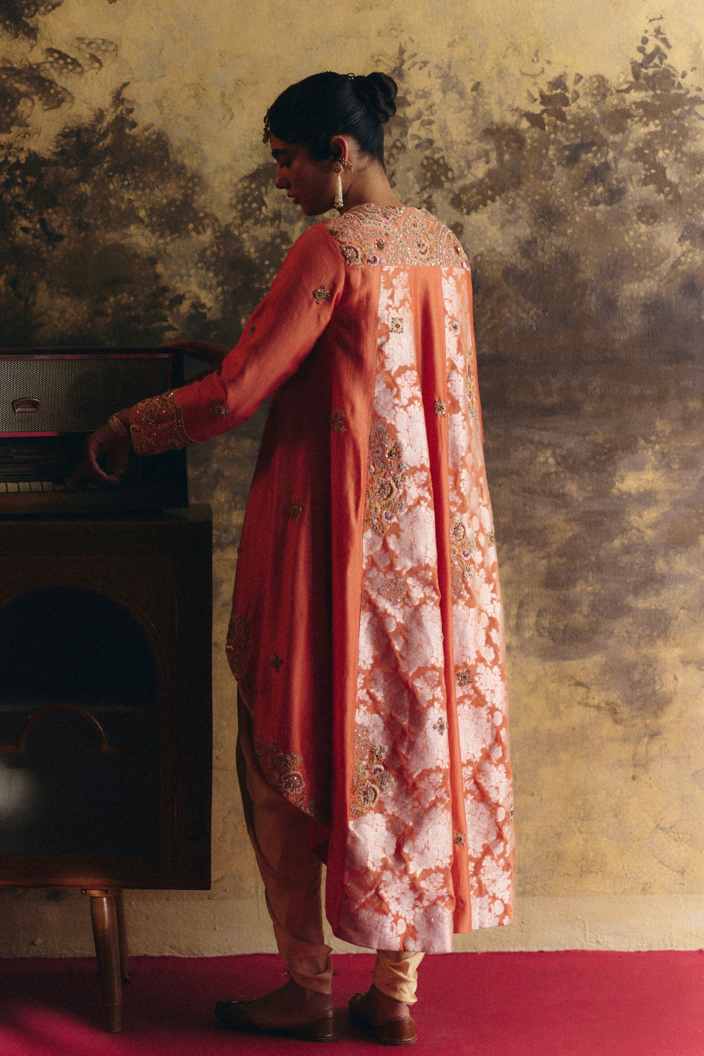 High low jacket with dhoti