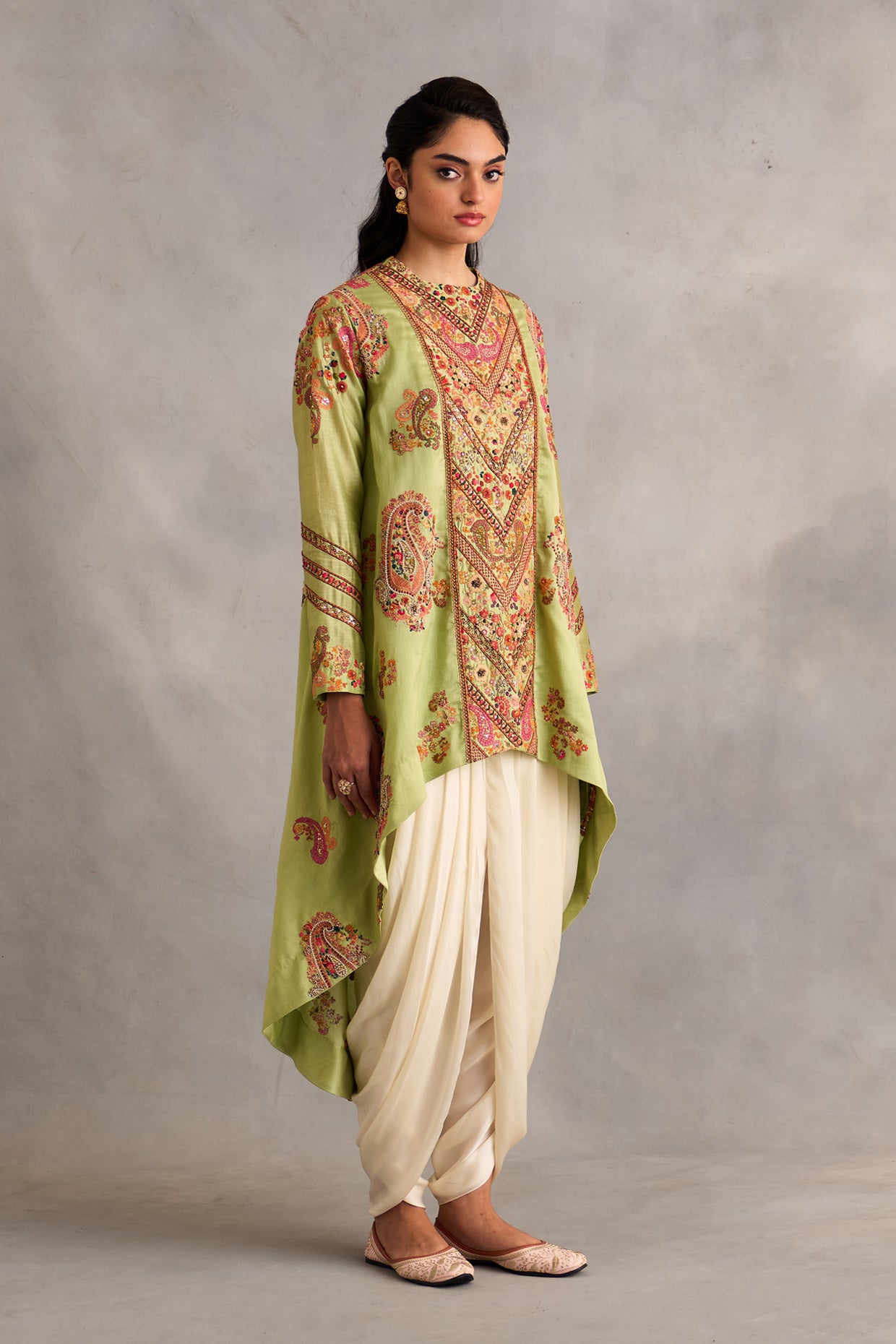 High Low Jacket With Dhoti