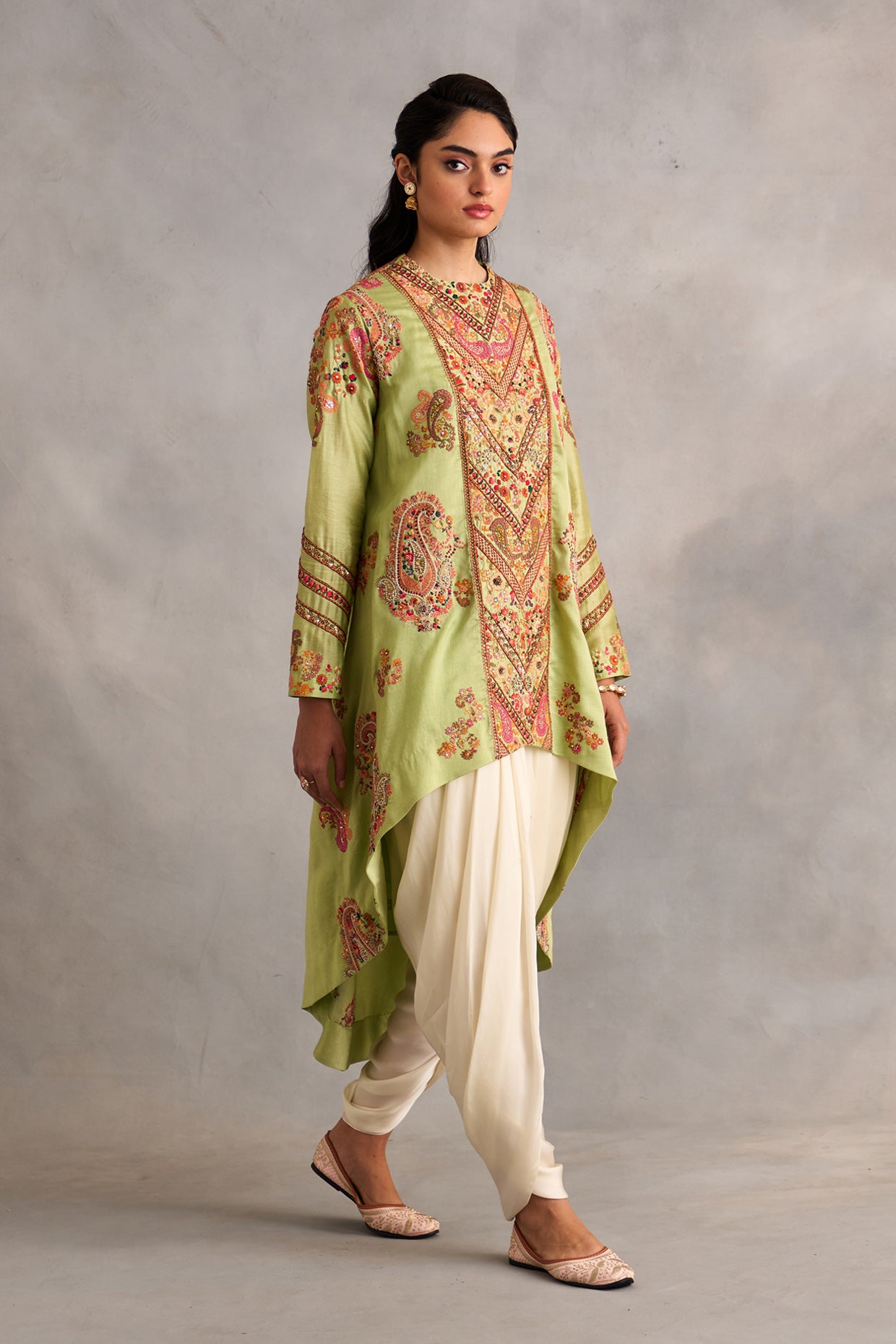 High Low Jacket With Dhoti