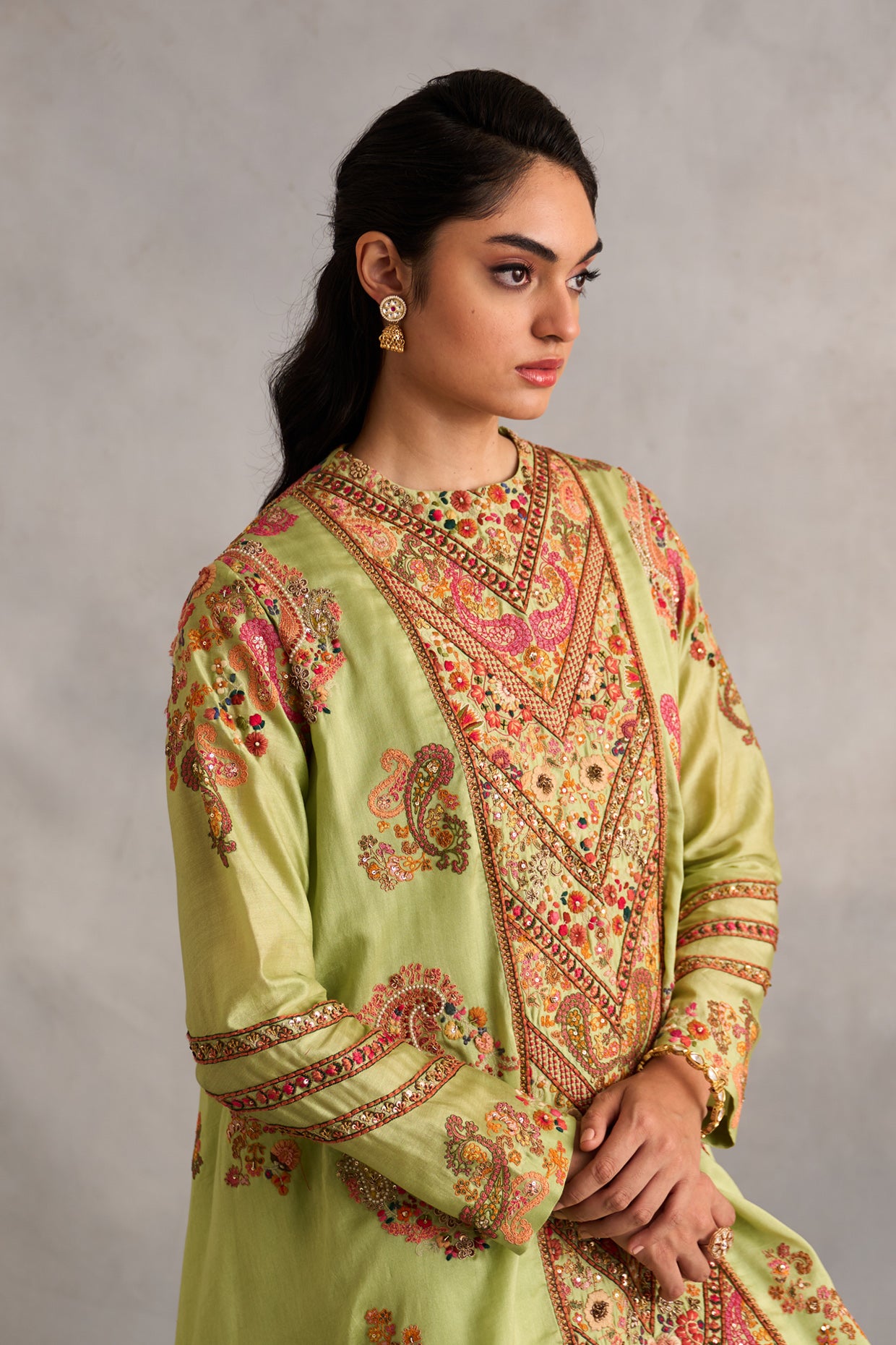 High Low Jacket With Dhoti