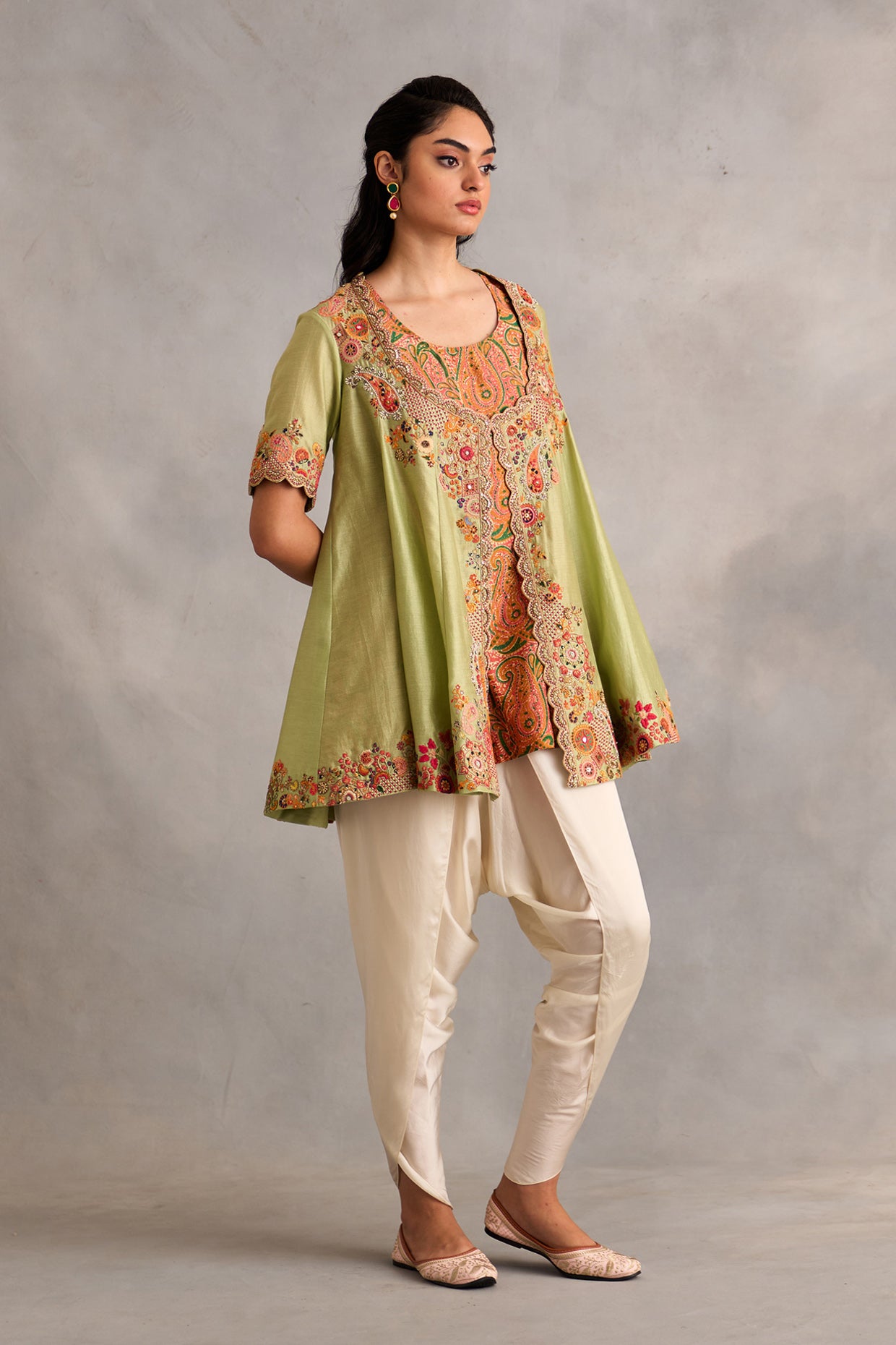 Kali Paplum With Printed Slip And Tulip Pants