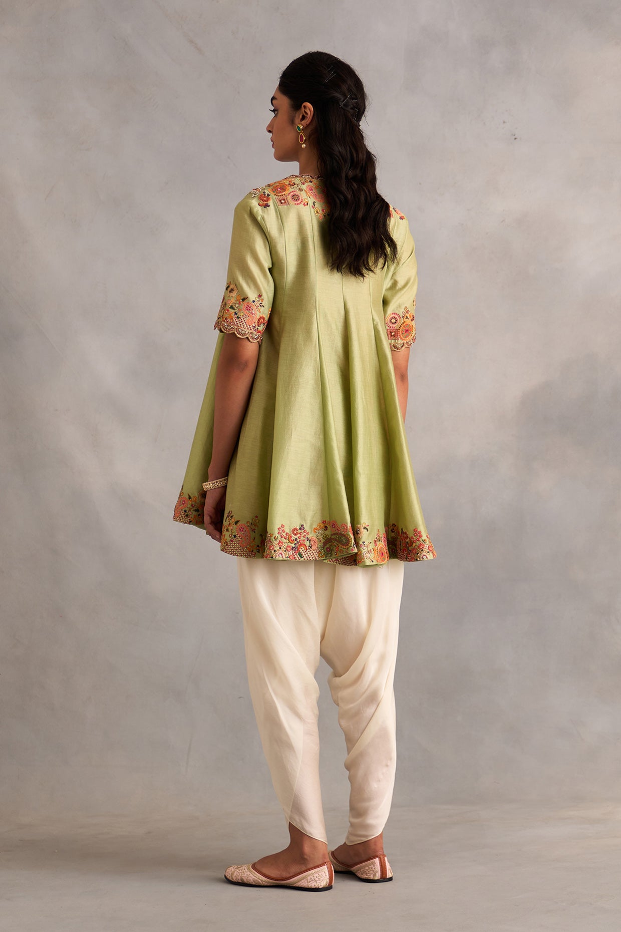 Kali Paplum With Printed Slip And Tulip Pants