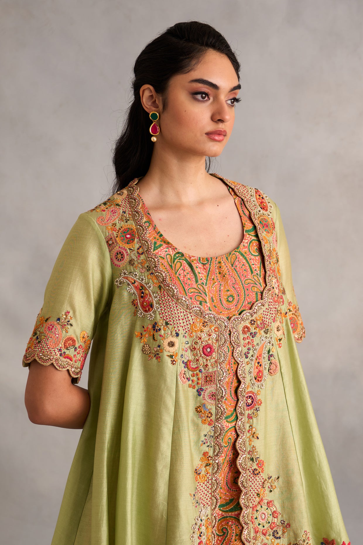 Kali Paplum With Printed Slip And Tulip Pants