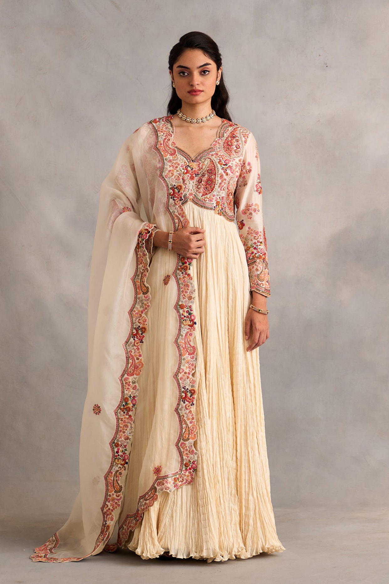 Crushed Kalidar With Dupatta