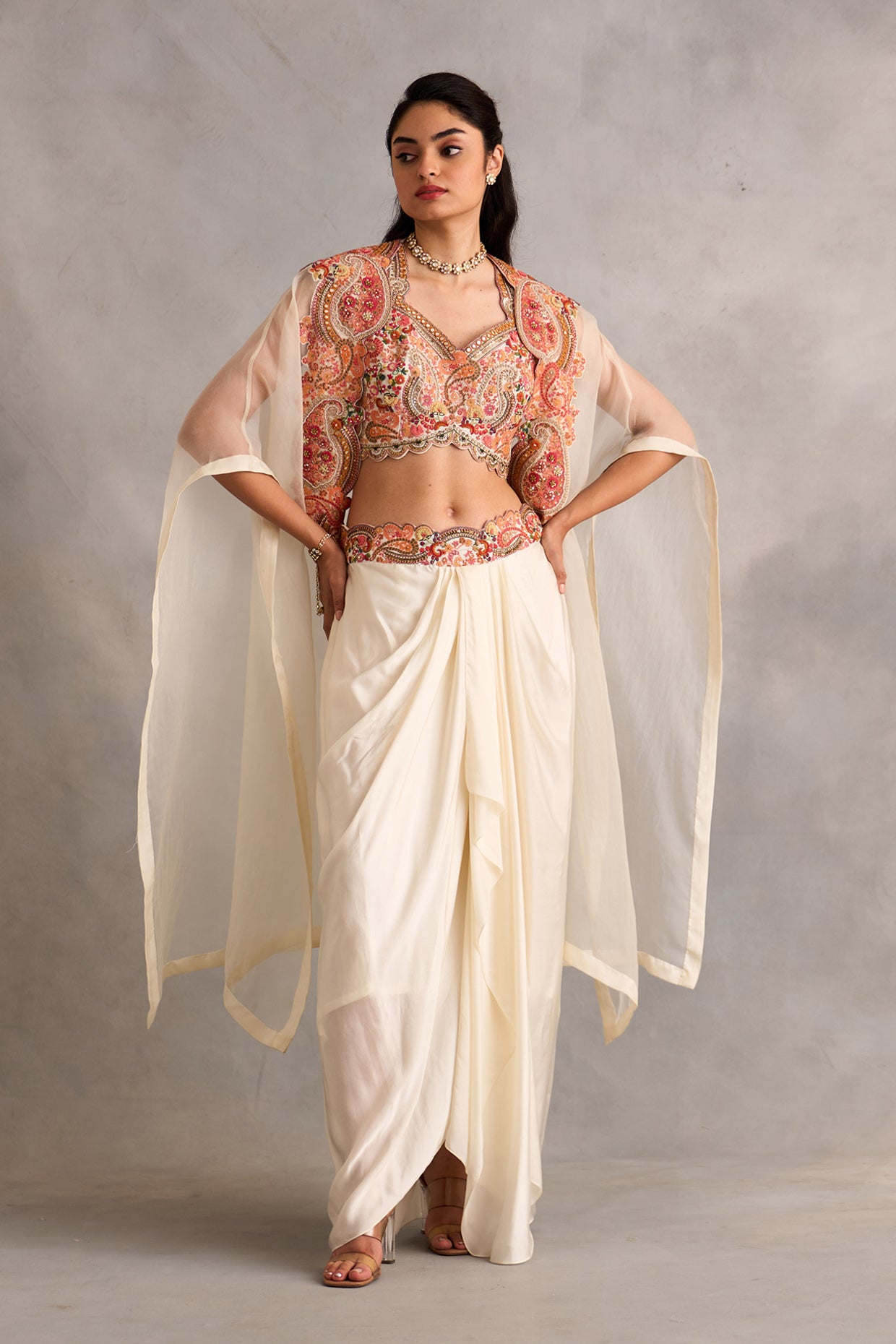 Cape With Bustier And Draped Skirt