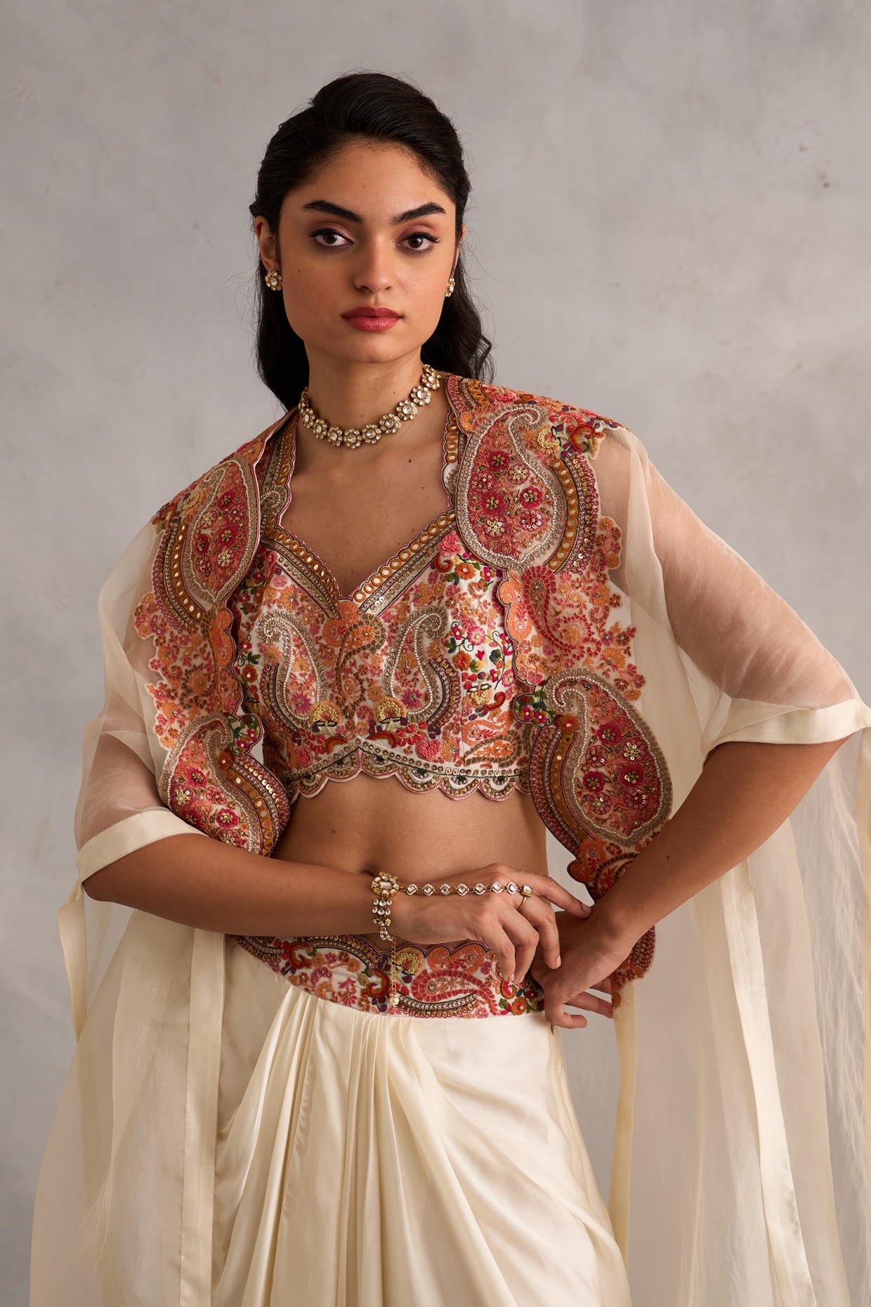 Cape With Bustier And Draped Skirt