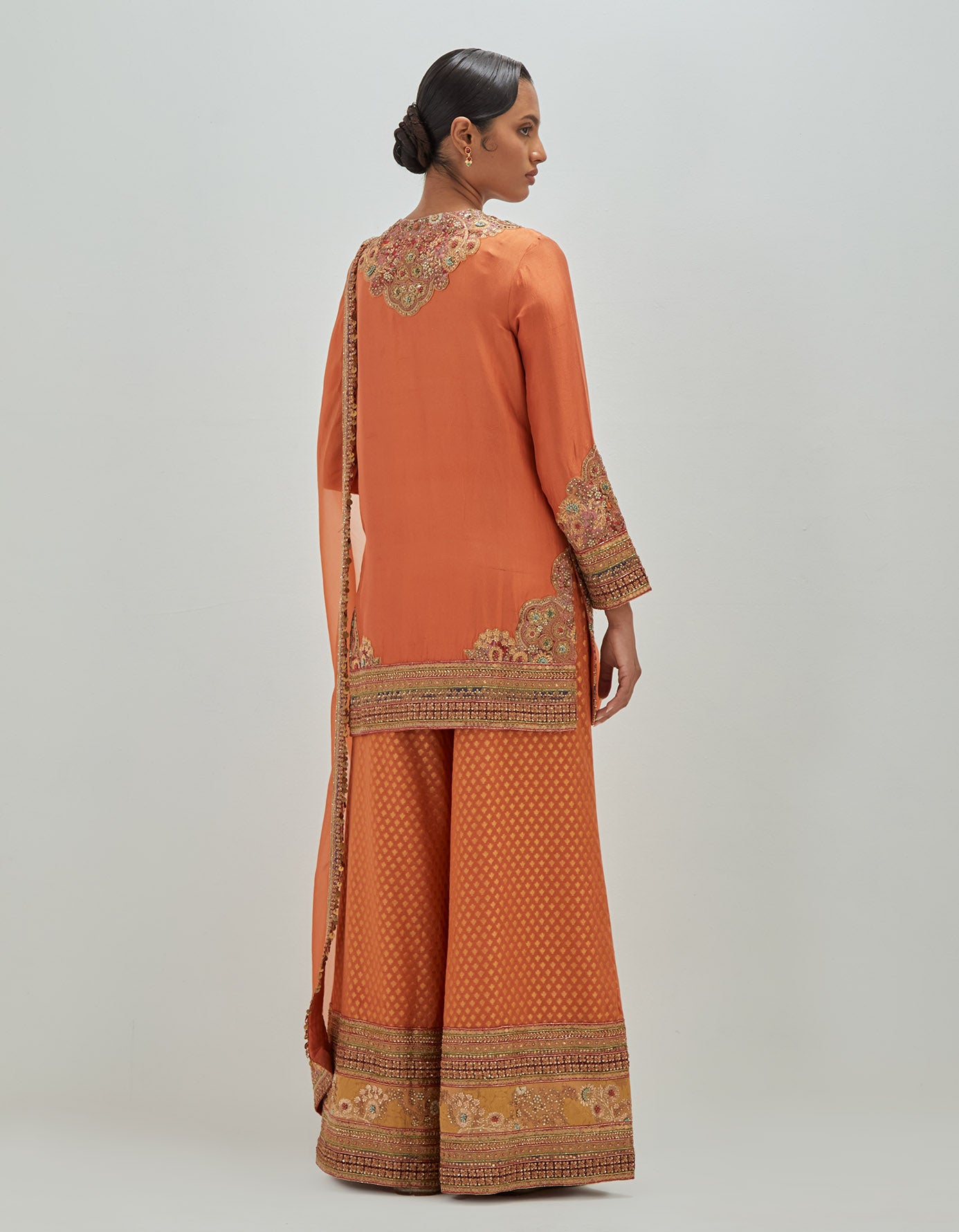 Short Kurta with Brocade Sharara Dupatta