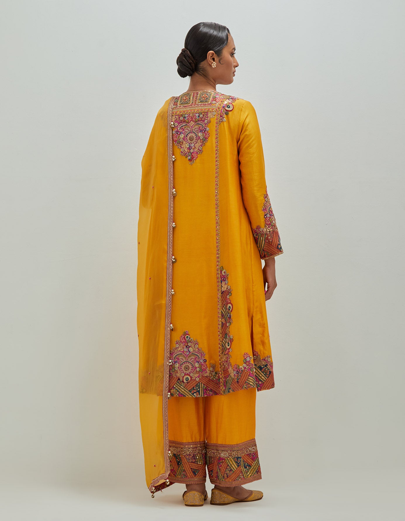 A- Line kitch patchwork kurta with pants and Dupatta