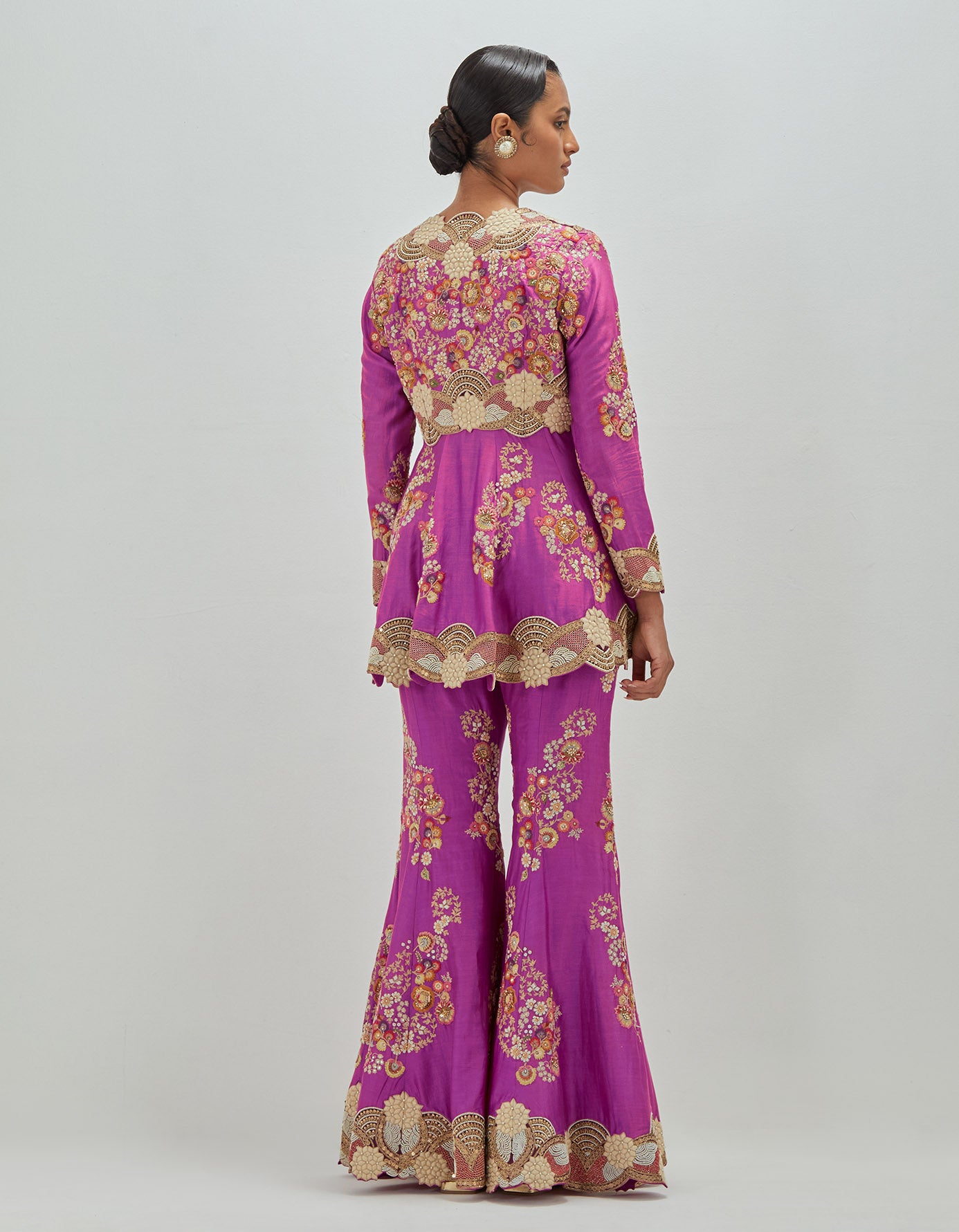 White Moti Peplum & Sharara