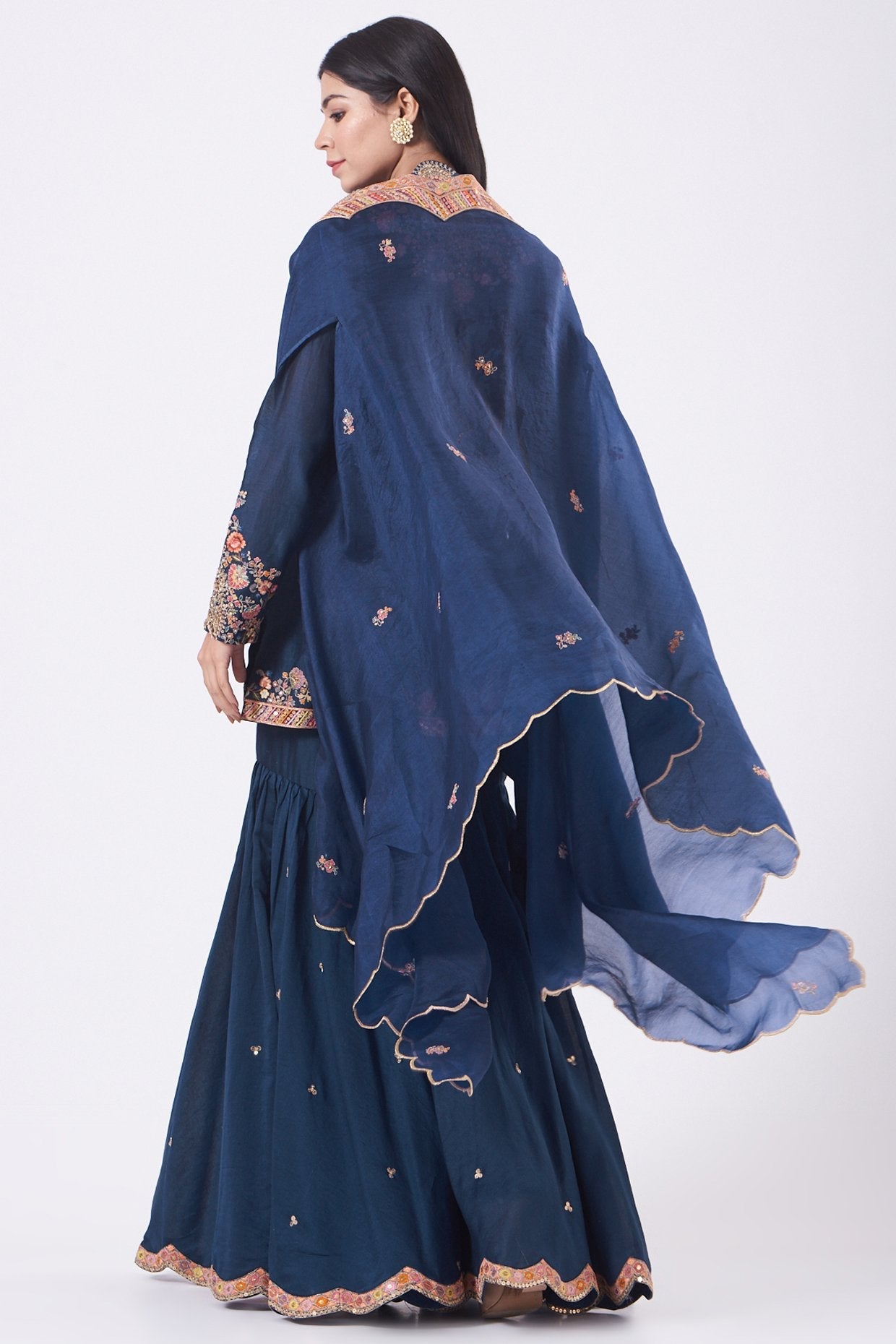 Blue Chanderi Sharara Set