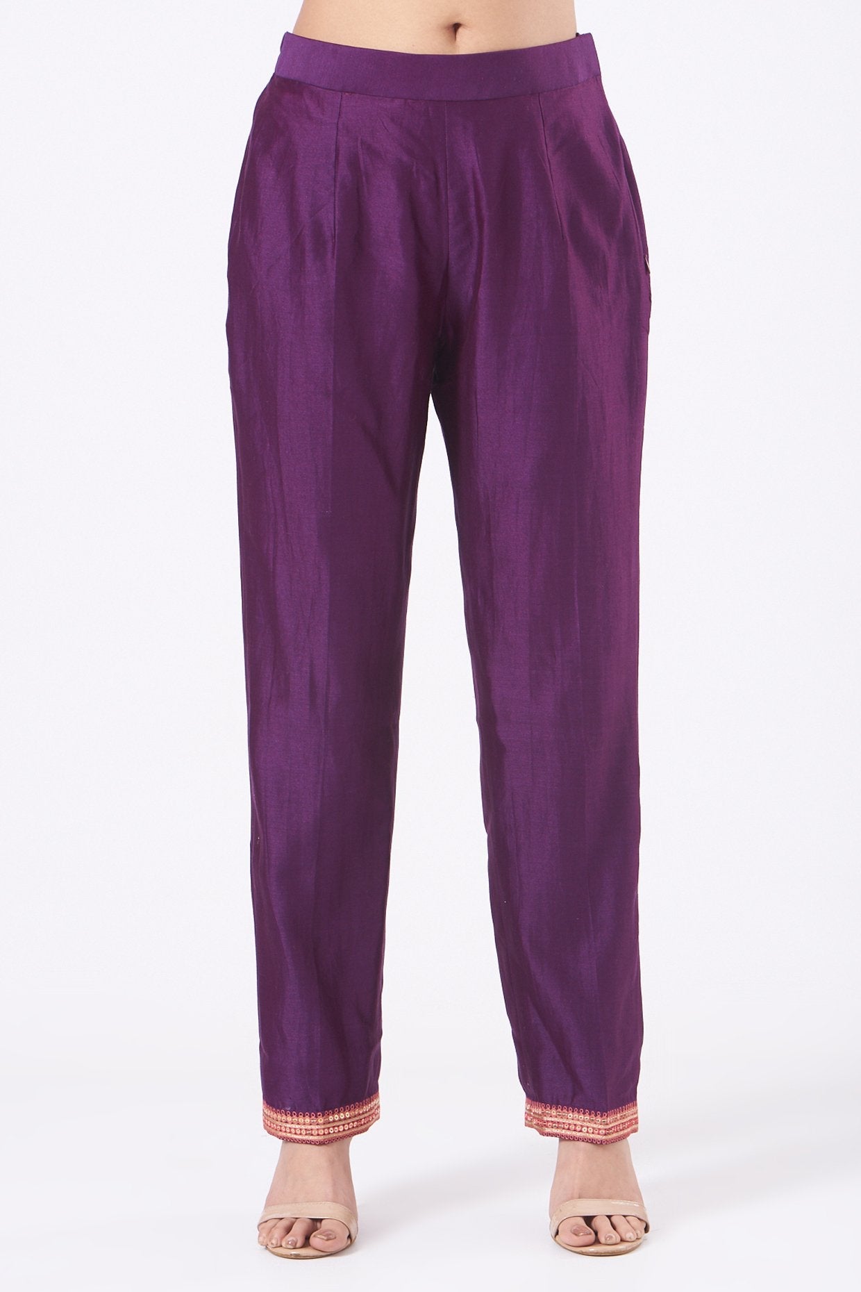 Purple Mirror Embroidered Kurta Set