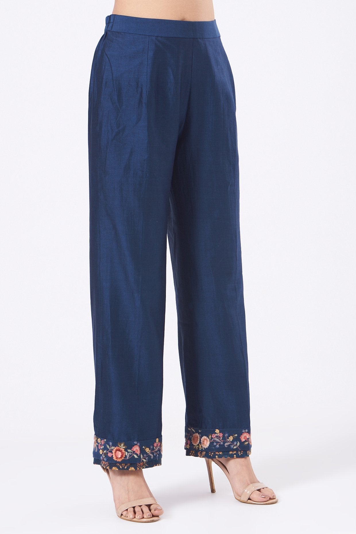 Blue Pakistani Chanderi Embroidered Kurta Set