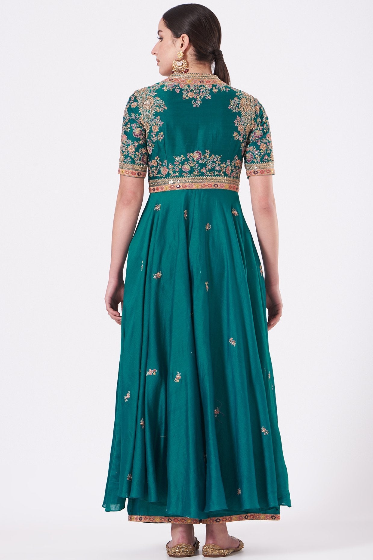 Blue Embroidered Kalidar Kurta Set