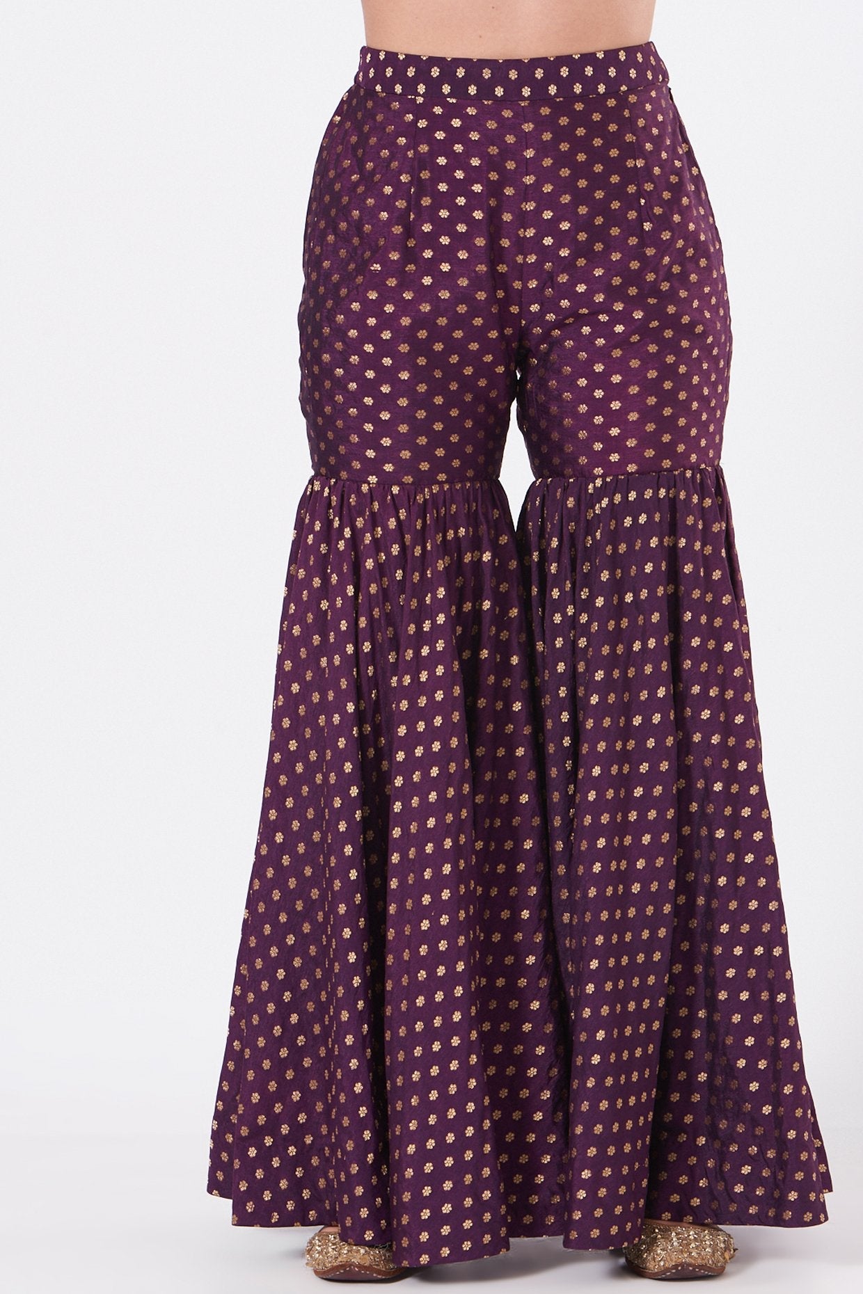 Purple Brocade Sharara Set