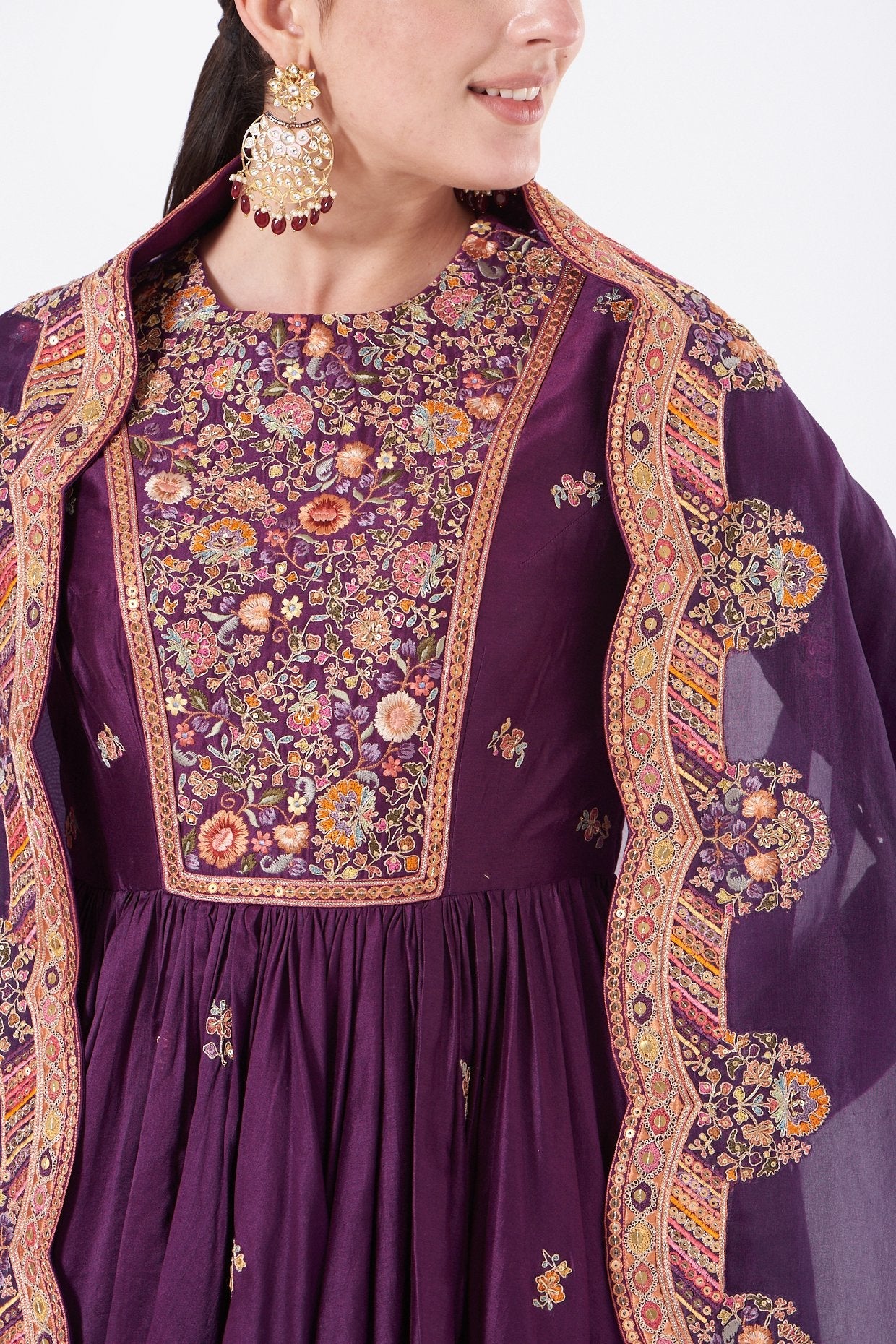 Purple Brocade Sharara Set