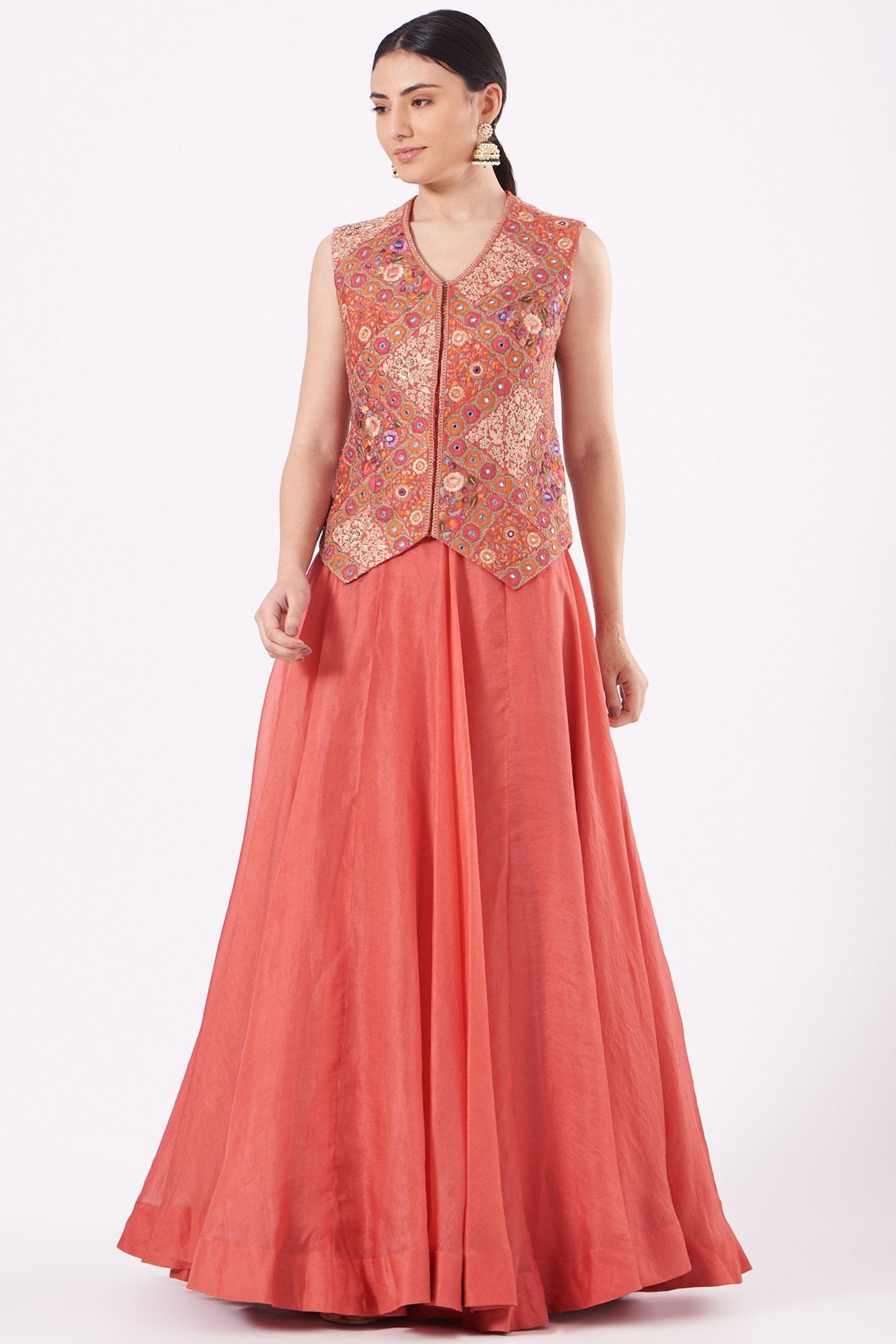 Halloween Orange Embroidered Jacket Set