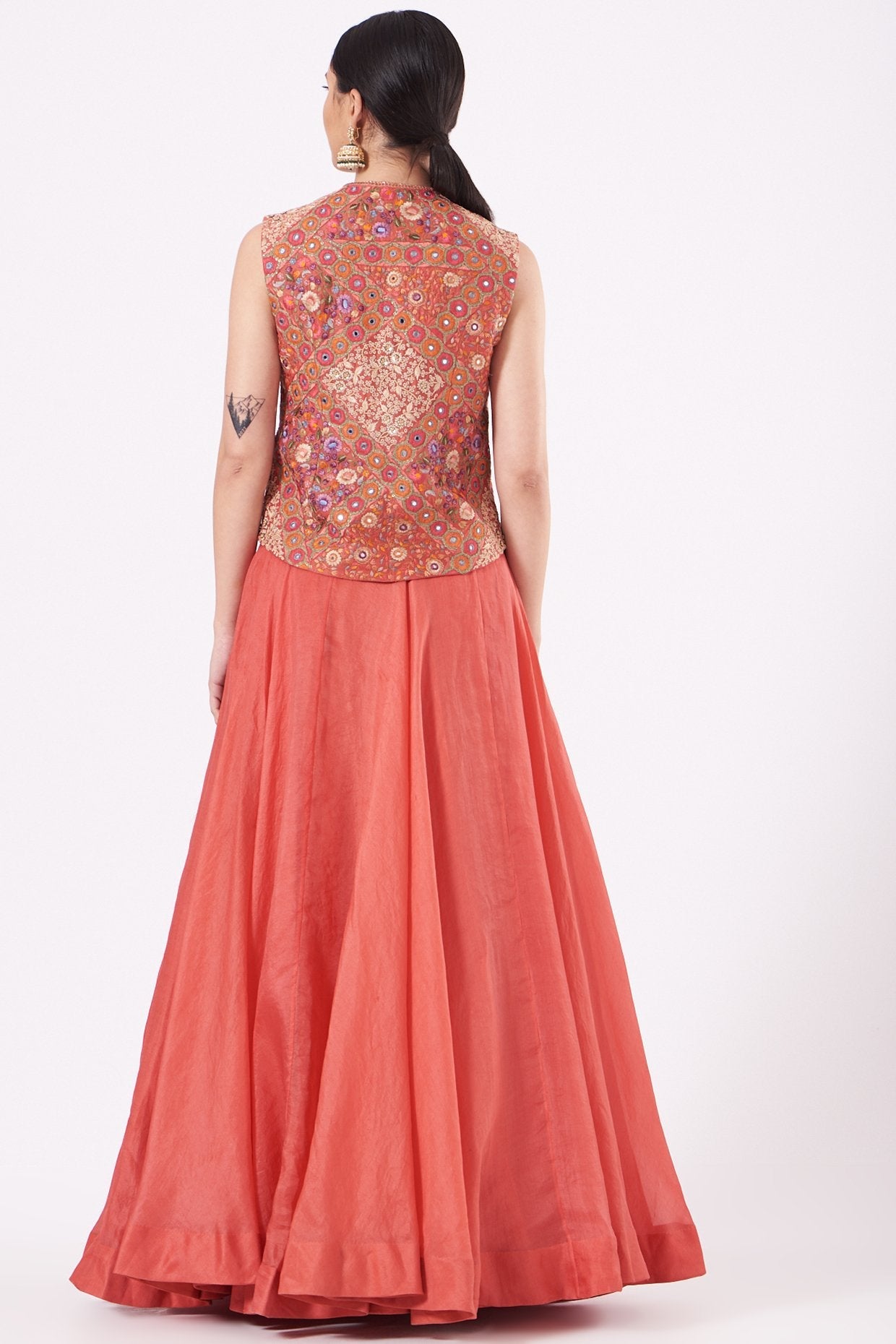 Halloween Orange Embroidered Jacket Set