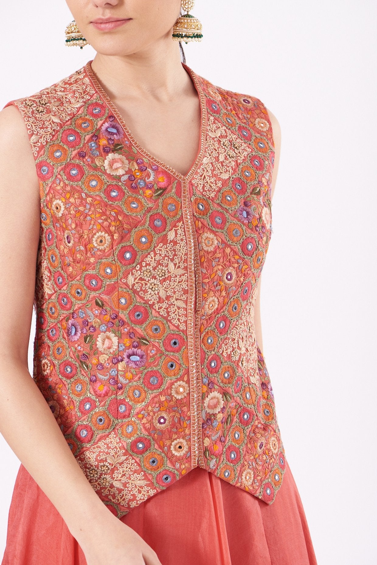 Halloween Orange Embroidered Jacket Set