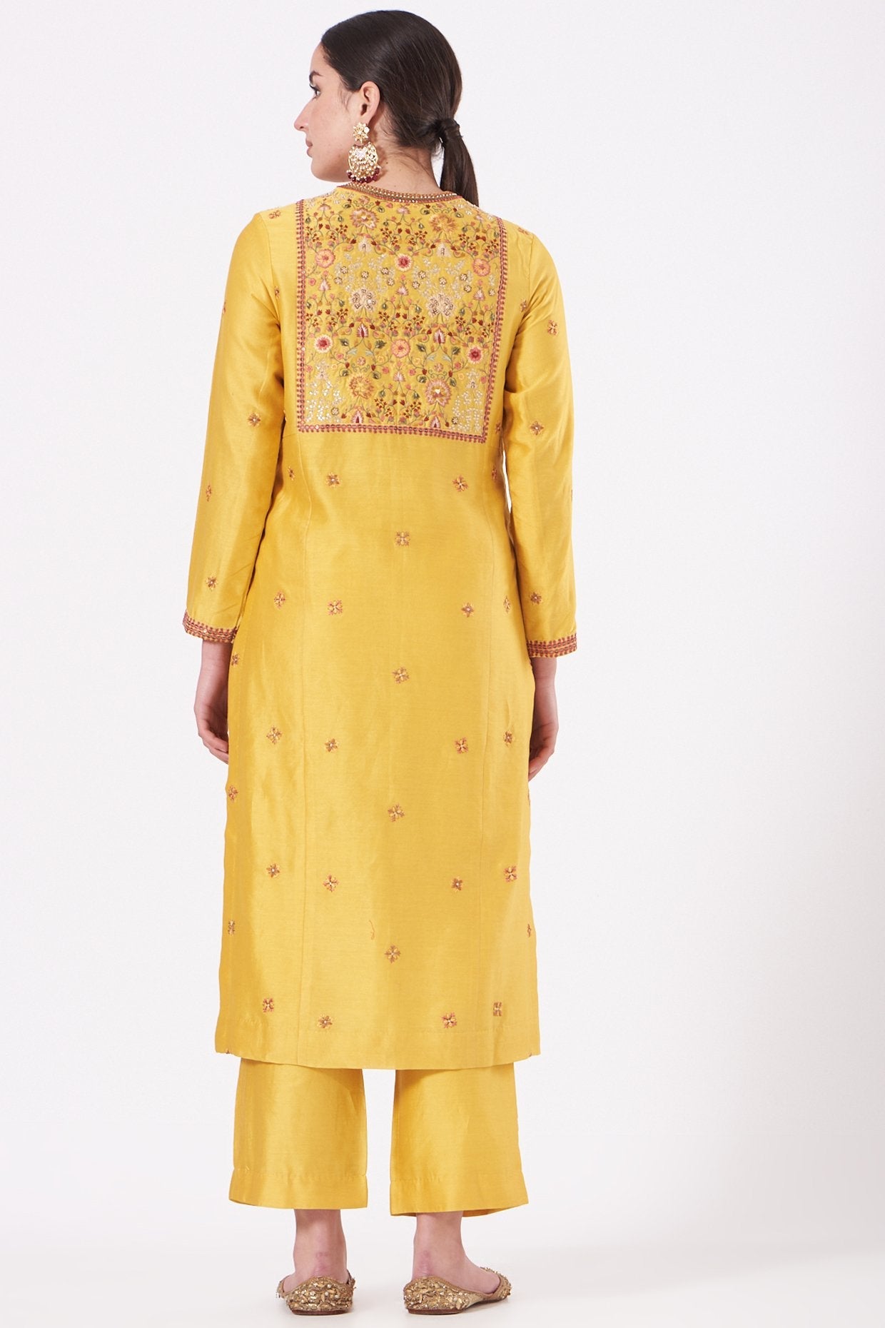 Yellow Chanderi Kurta Set