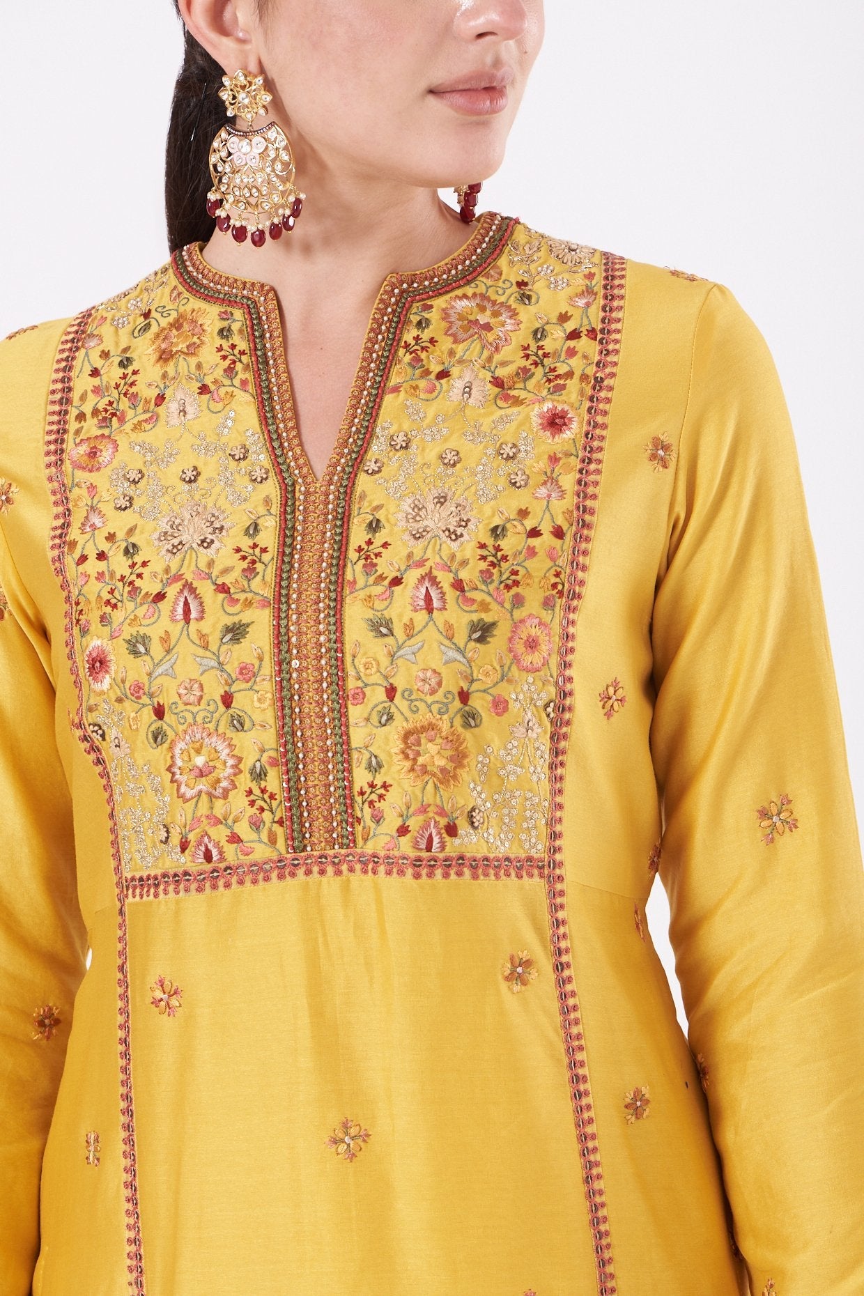 Yellow Chanderi Kurta Set