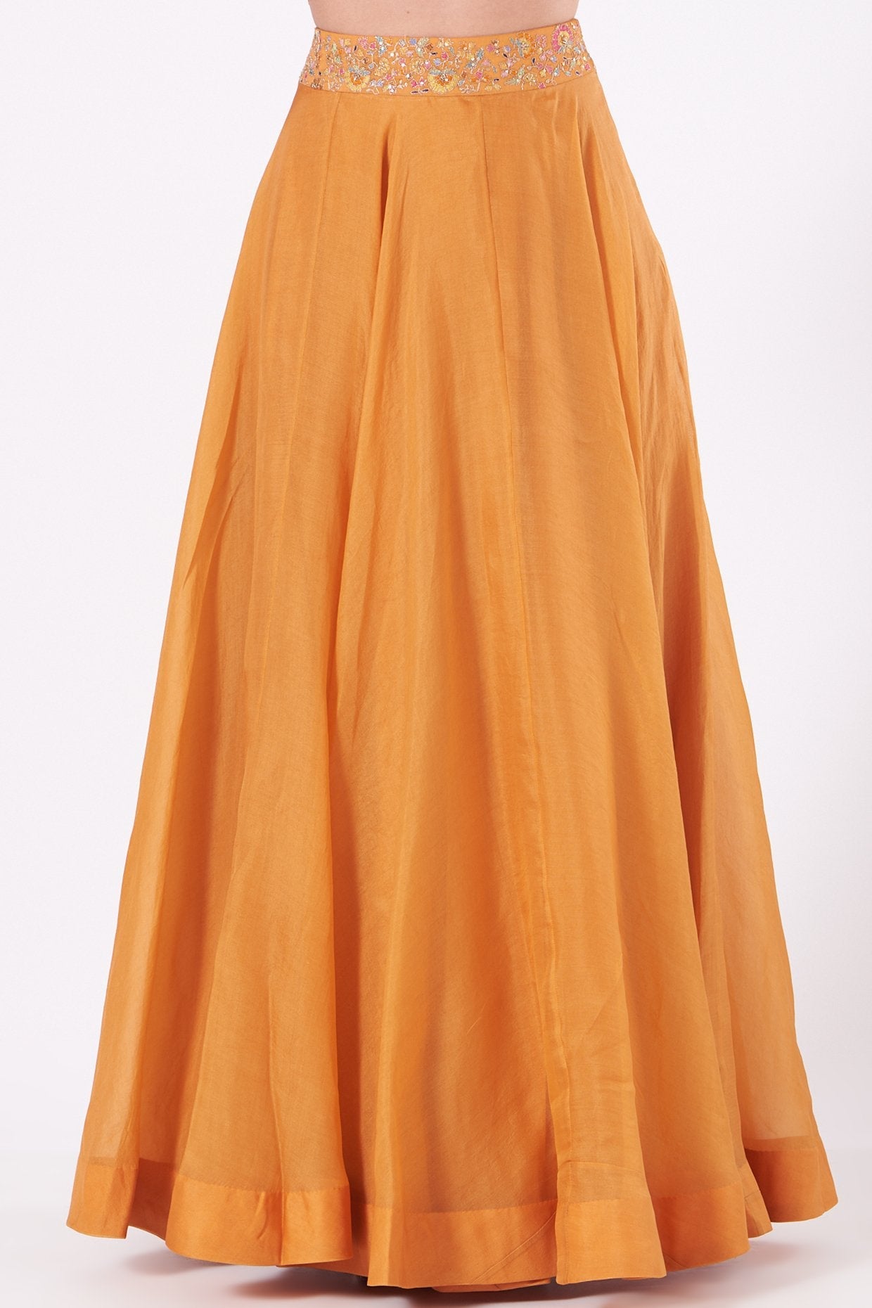 Orange Embroidered Skirt Set