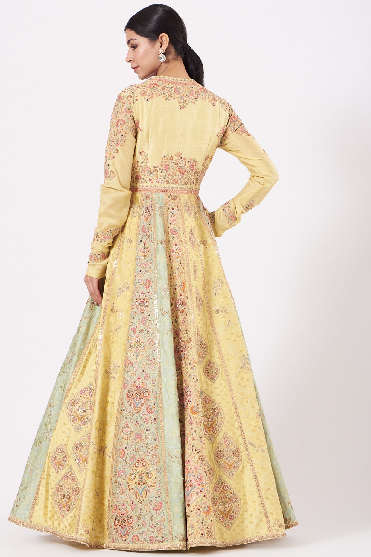 Yellow Embroidered Kalidar Anarkali Set