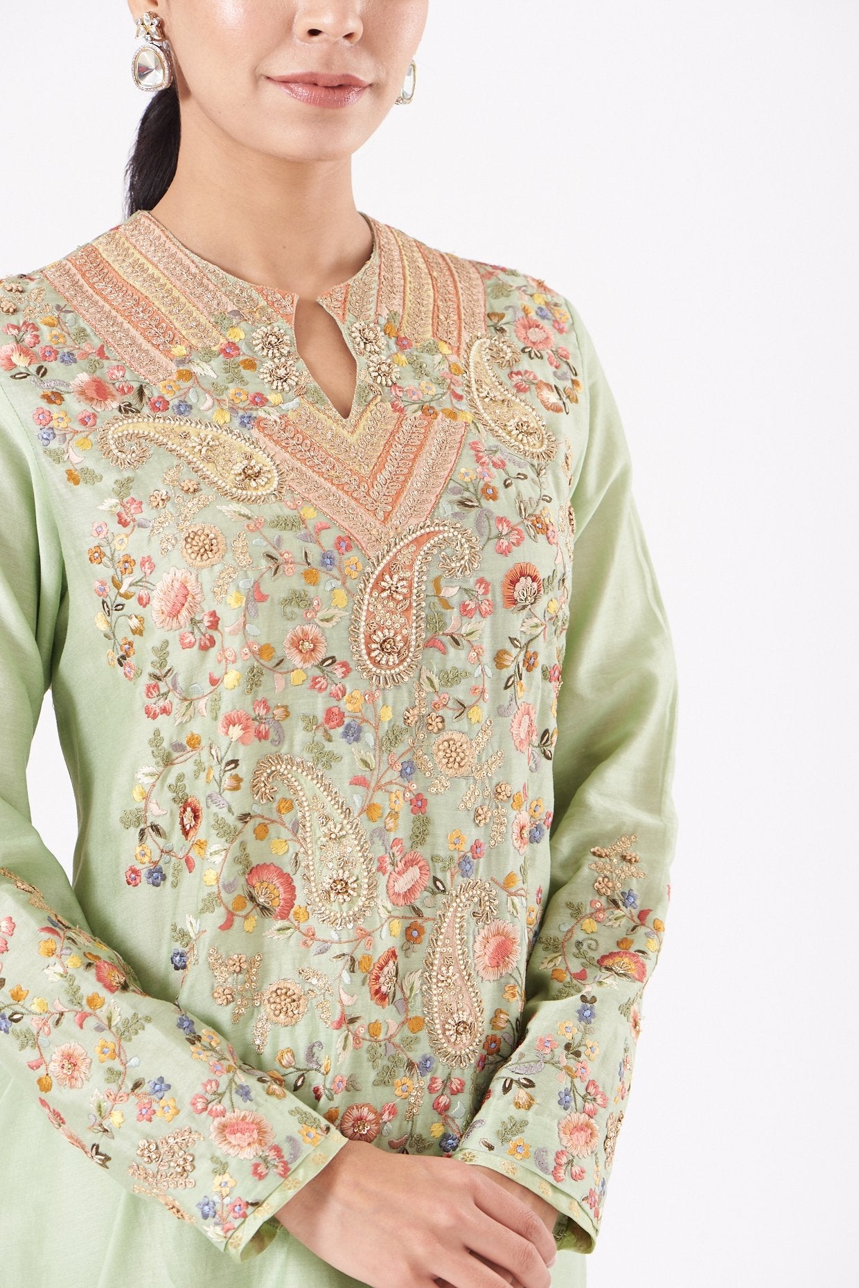 Mint Green Embroidered Kurta Set