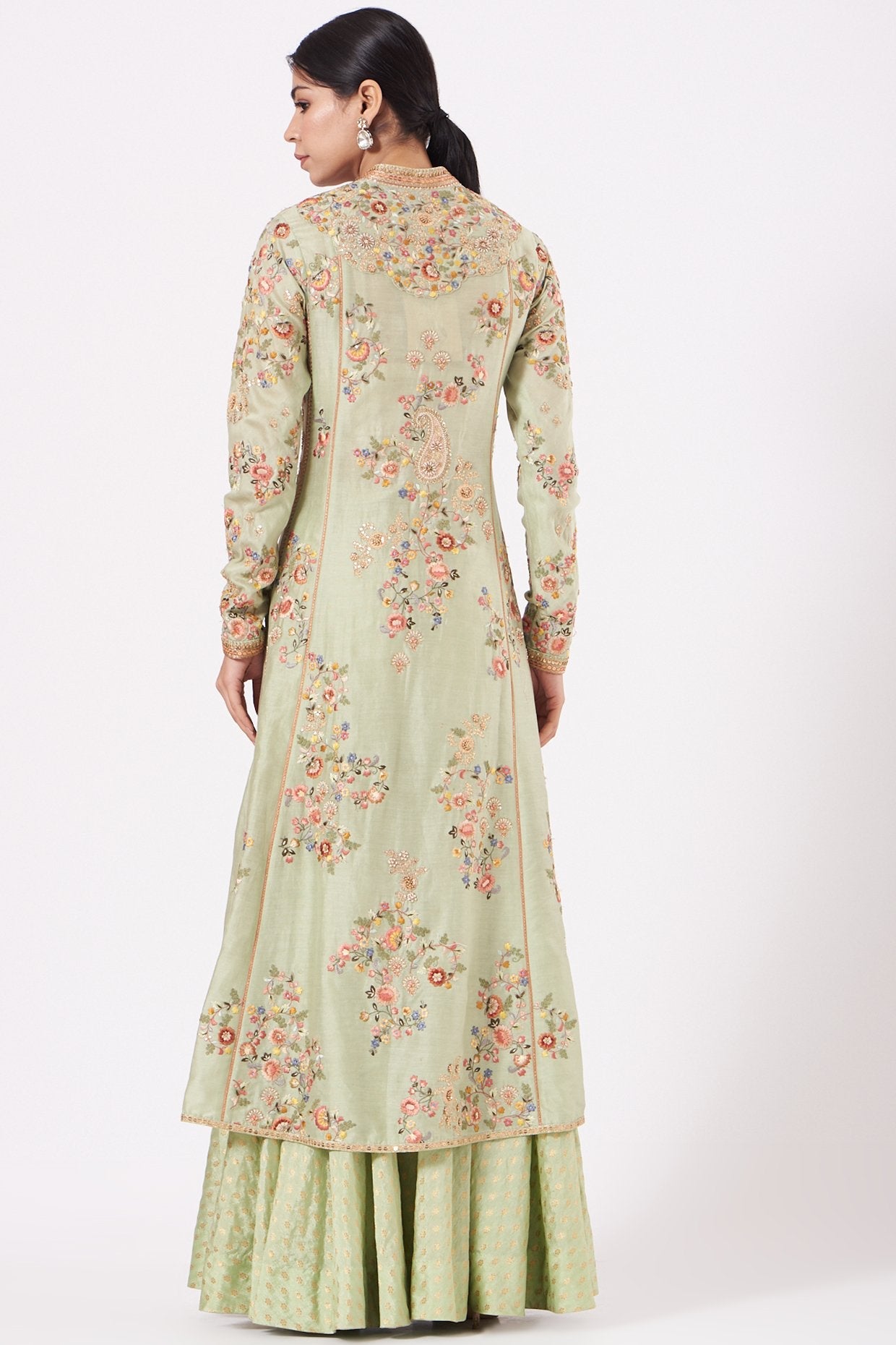 Mint Green Embroidered Jacket Set