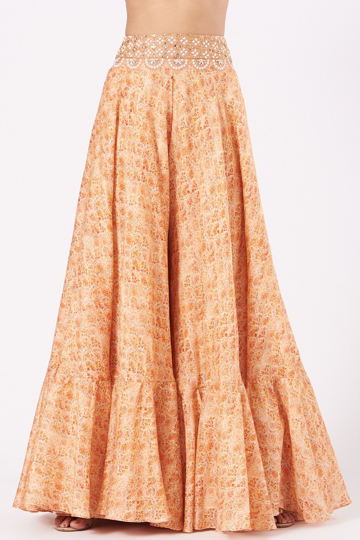 Peach Embroidered Sharara Set