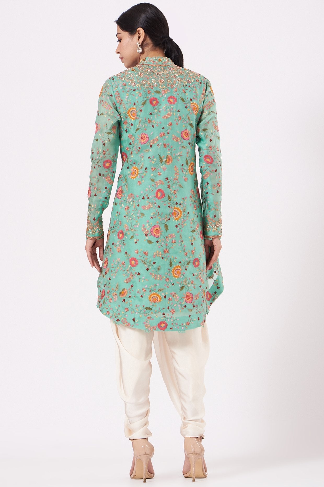 White Satin Dhoti Set