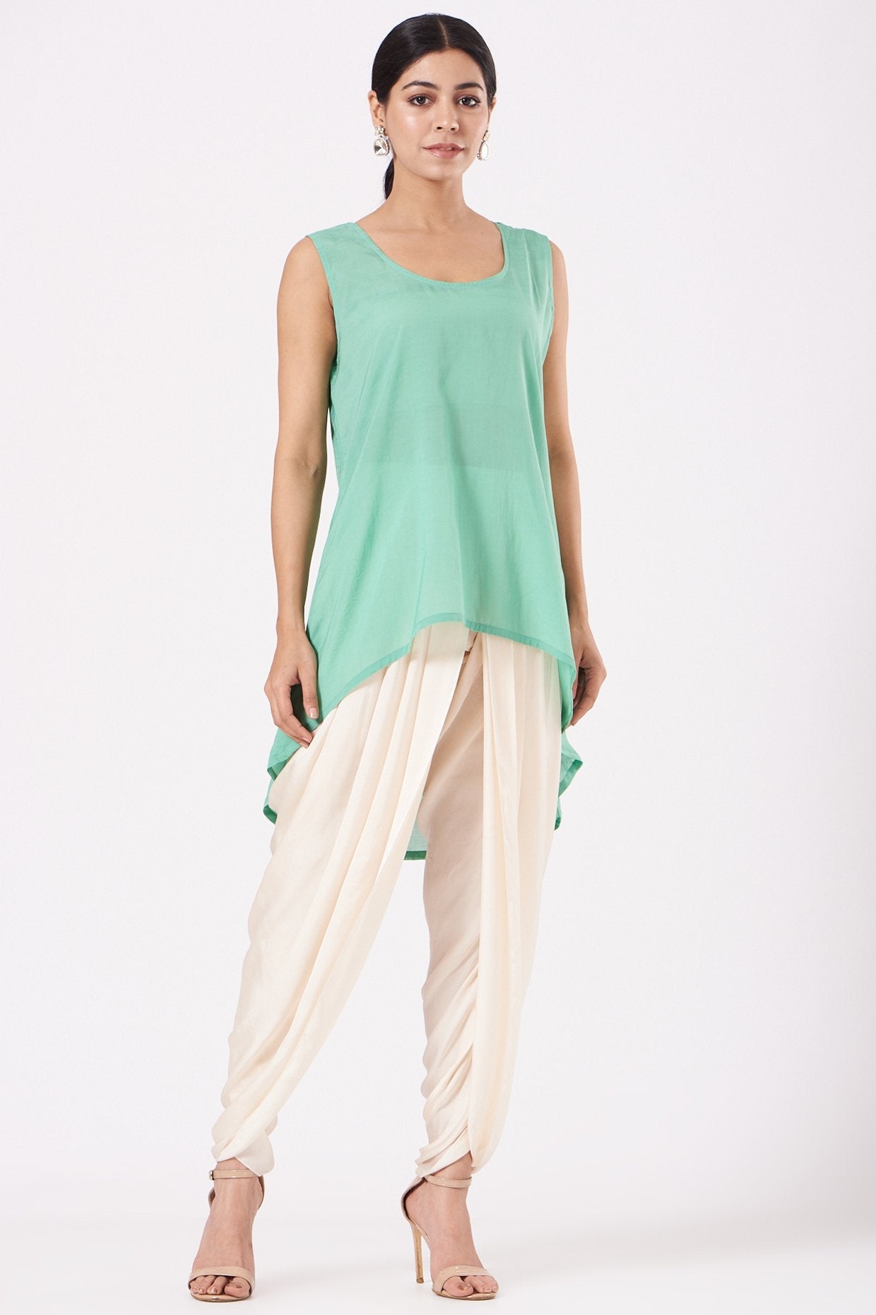 White Satin Dhoti Set