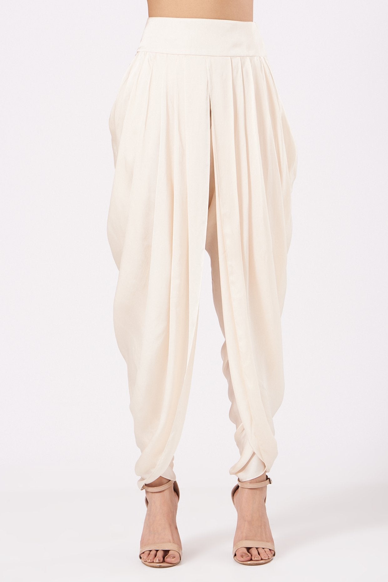 White Satin Dhoti Set