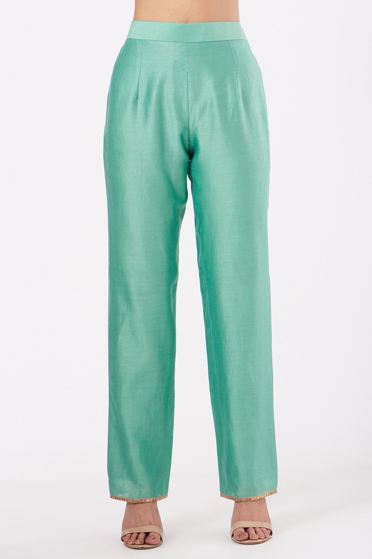 Mint Green Embroidered Jacket Set