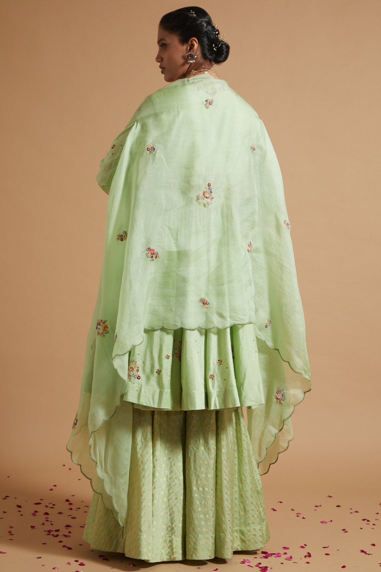 Gather Kurta With Sharara And Cape