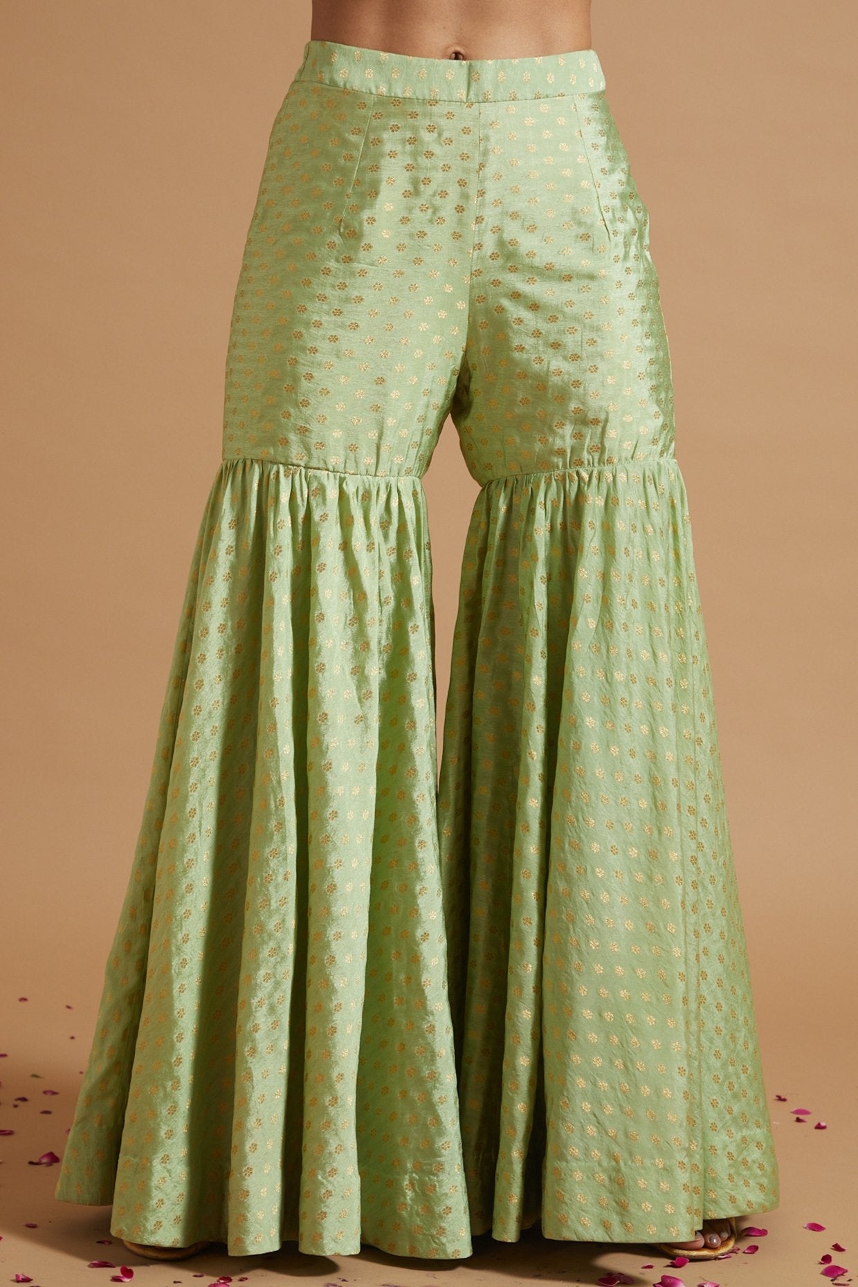 Gather Kurta With Sharara And Cape