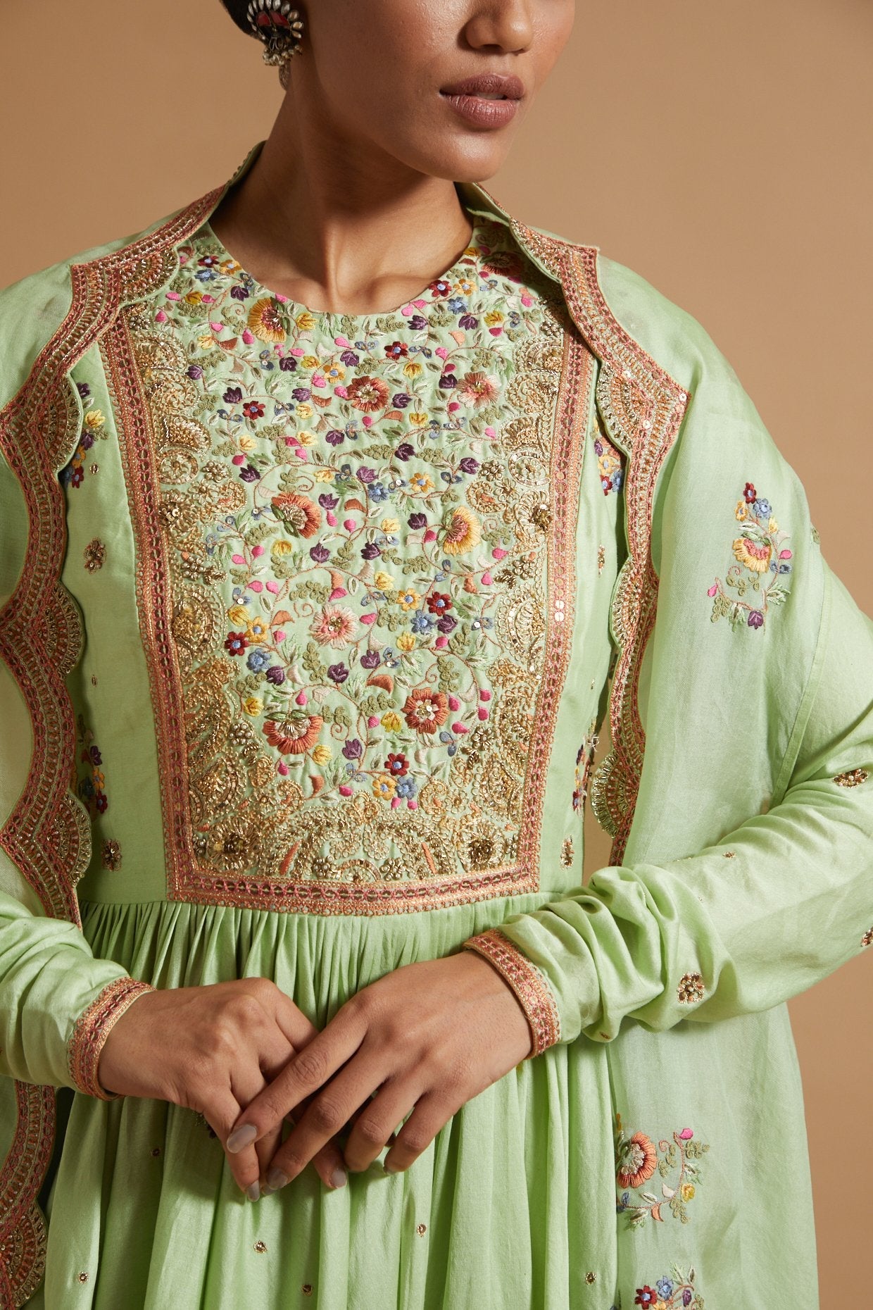 Gather Kurta With Sharara And Cape