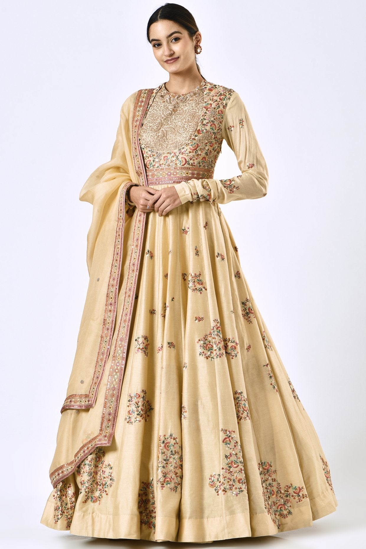 Yellow Chanderi Anarklai Set