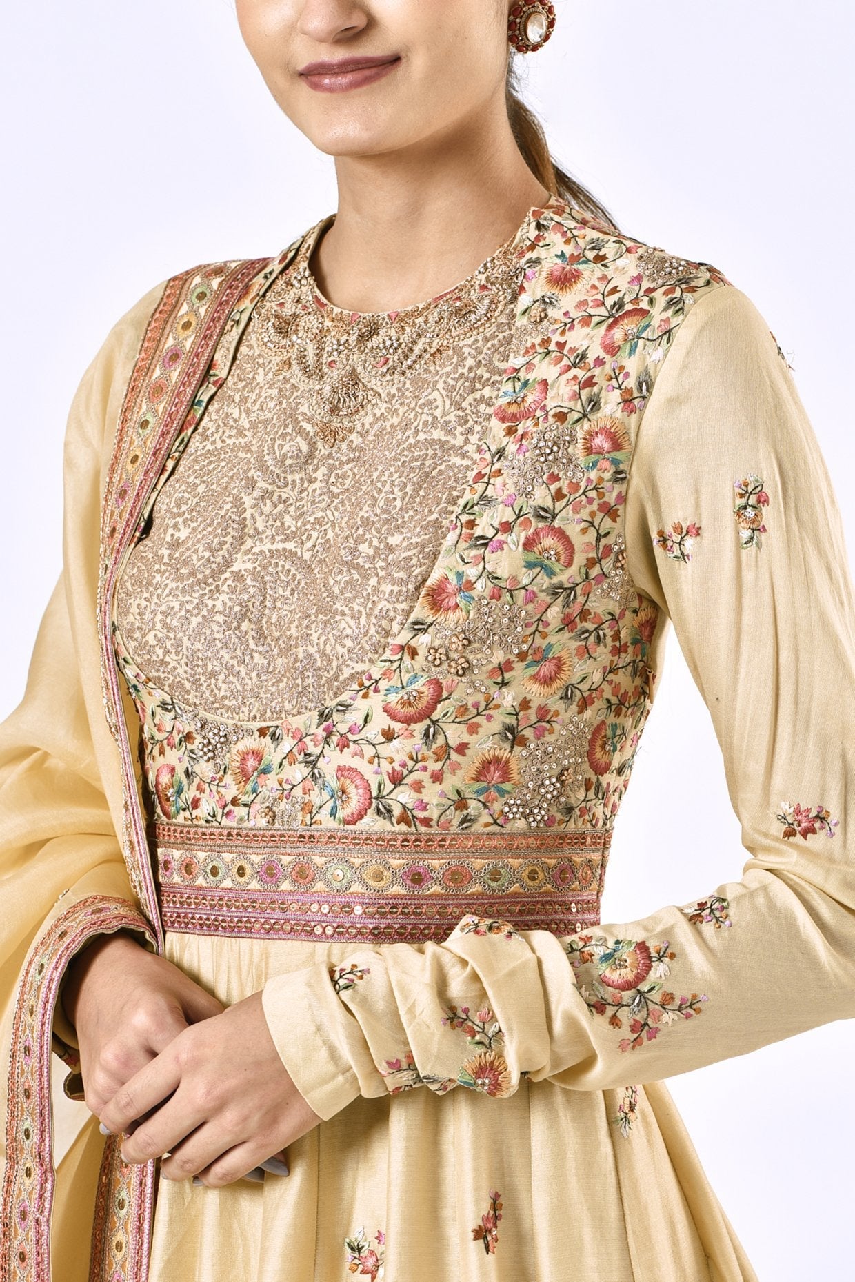 Yellow Chanderi Anarklai Set